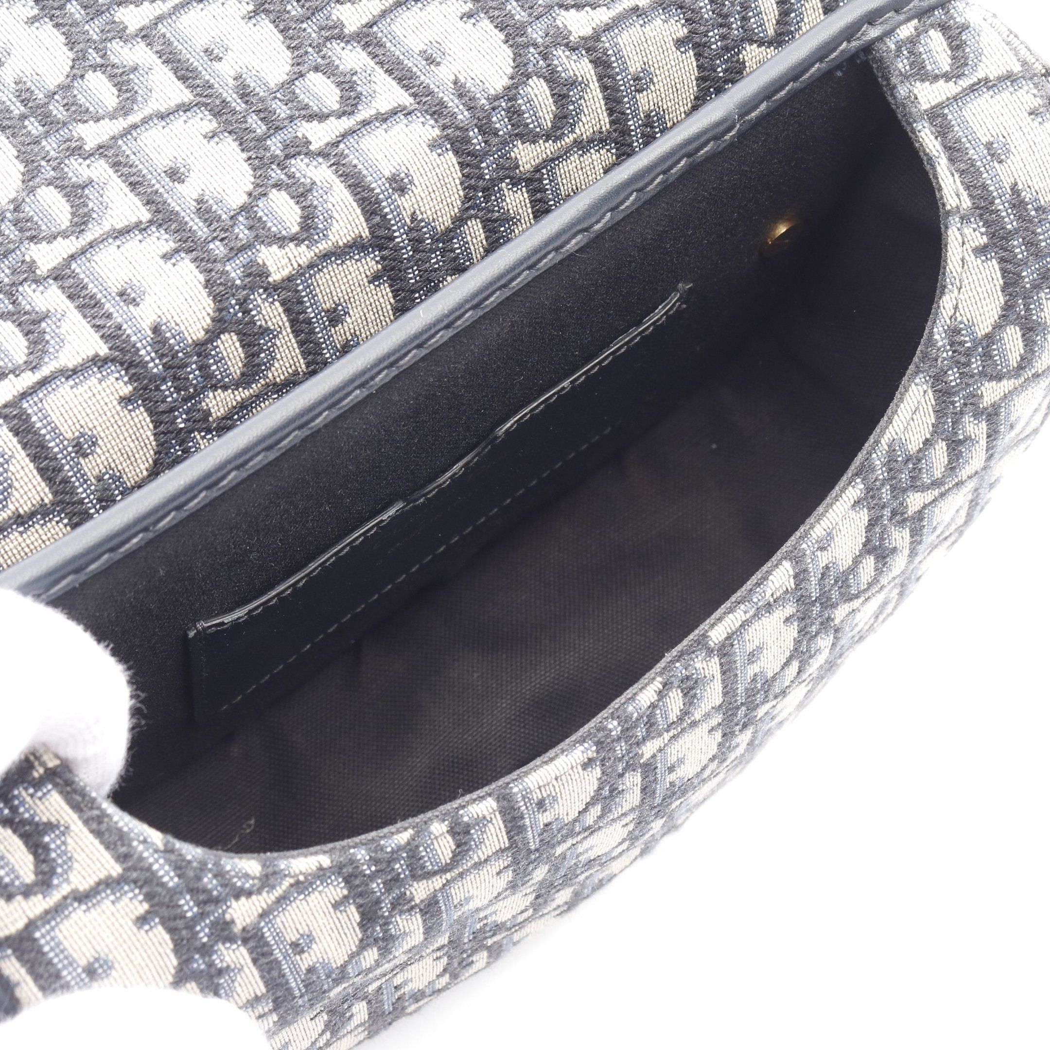 Dior Dior Bobby Medium Oblique Jacquard Shoulder Bag Canvas Leather Beige Navy Size ONE SIZE - 3 Thumbnail