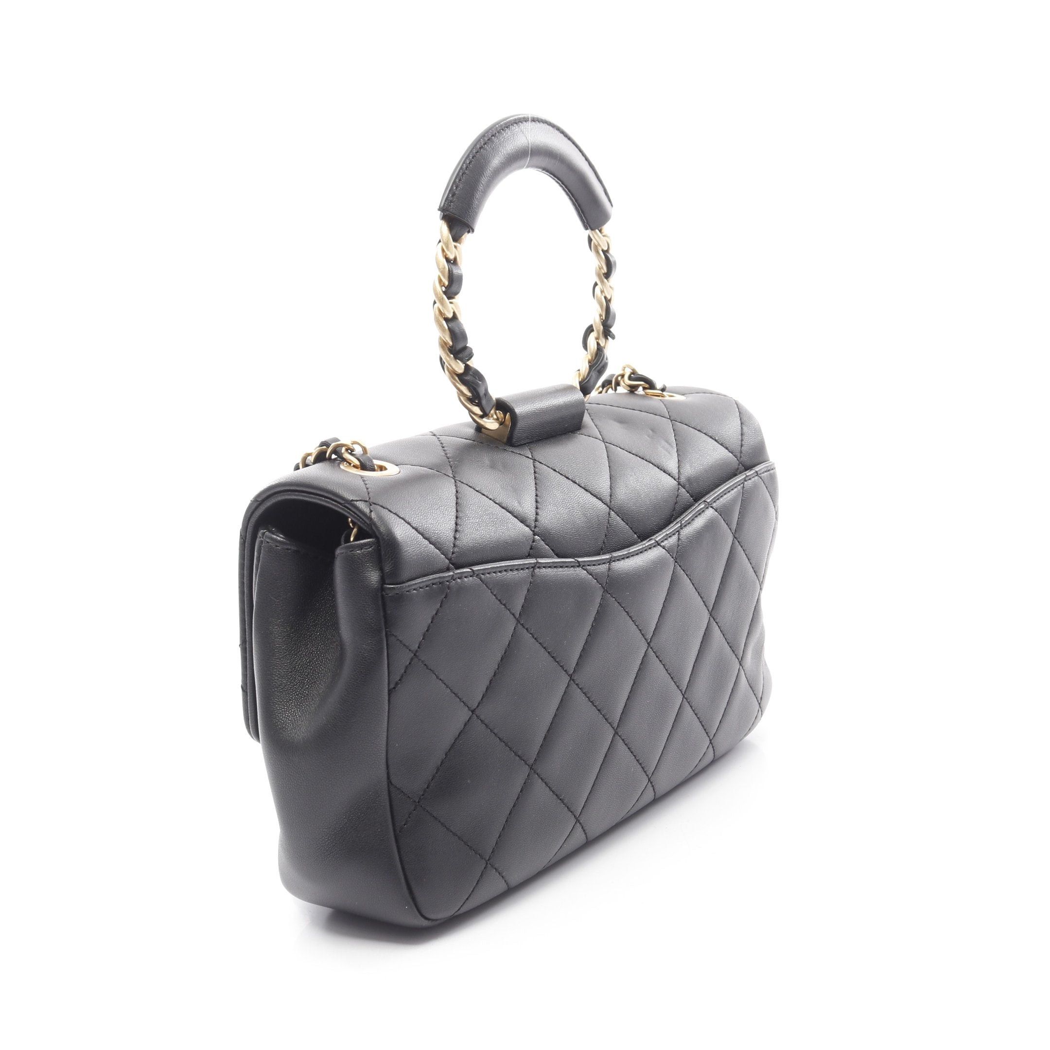 Chanel Chanel Matelasse Top Handle Chain Shoulder Bag Leather Black Gold Hardware Size ONE SIZE - 2 Thumbnail