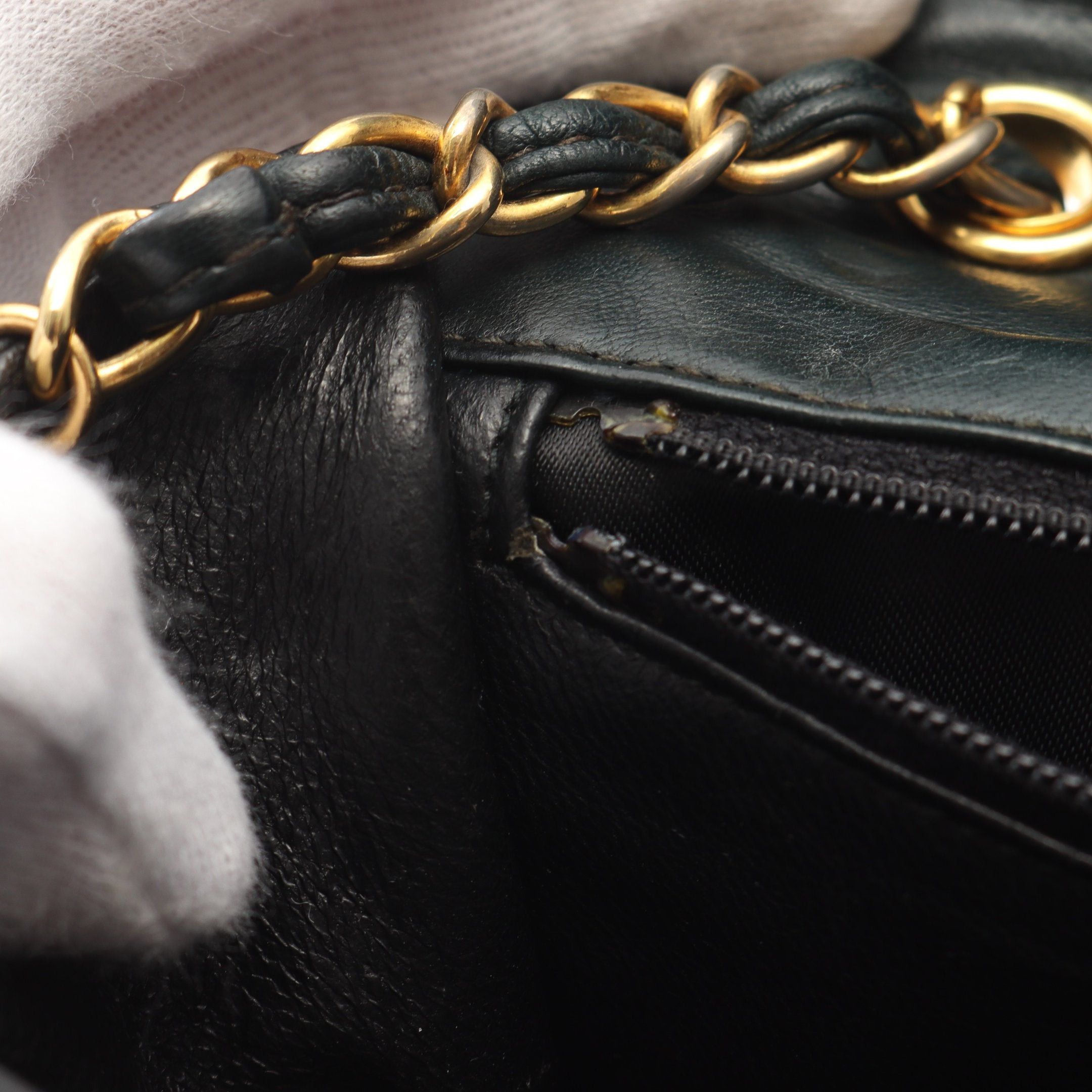 Chanel Chanel Matelasse Chain Shoulder Bag Lambskin Dark Green Gold Hardware Fringe Size ONE SIZE - 7 Thumbnail