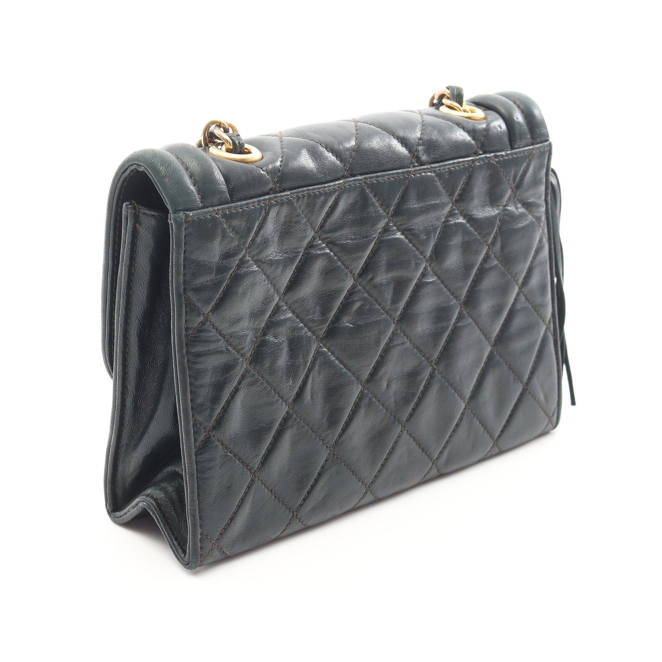 Chanel Chanel Matelasse Chain Shoulder Bag Lambskin Dark Green Gold Hardware Fringe Size ONE SIZE - 2 Thumbnail
