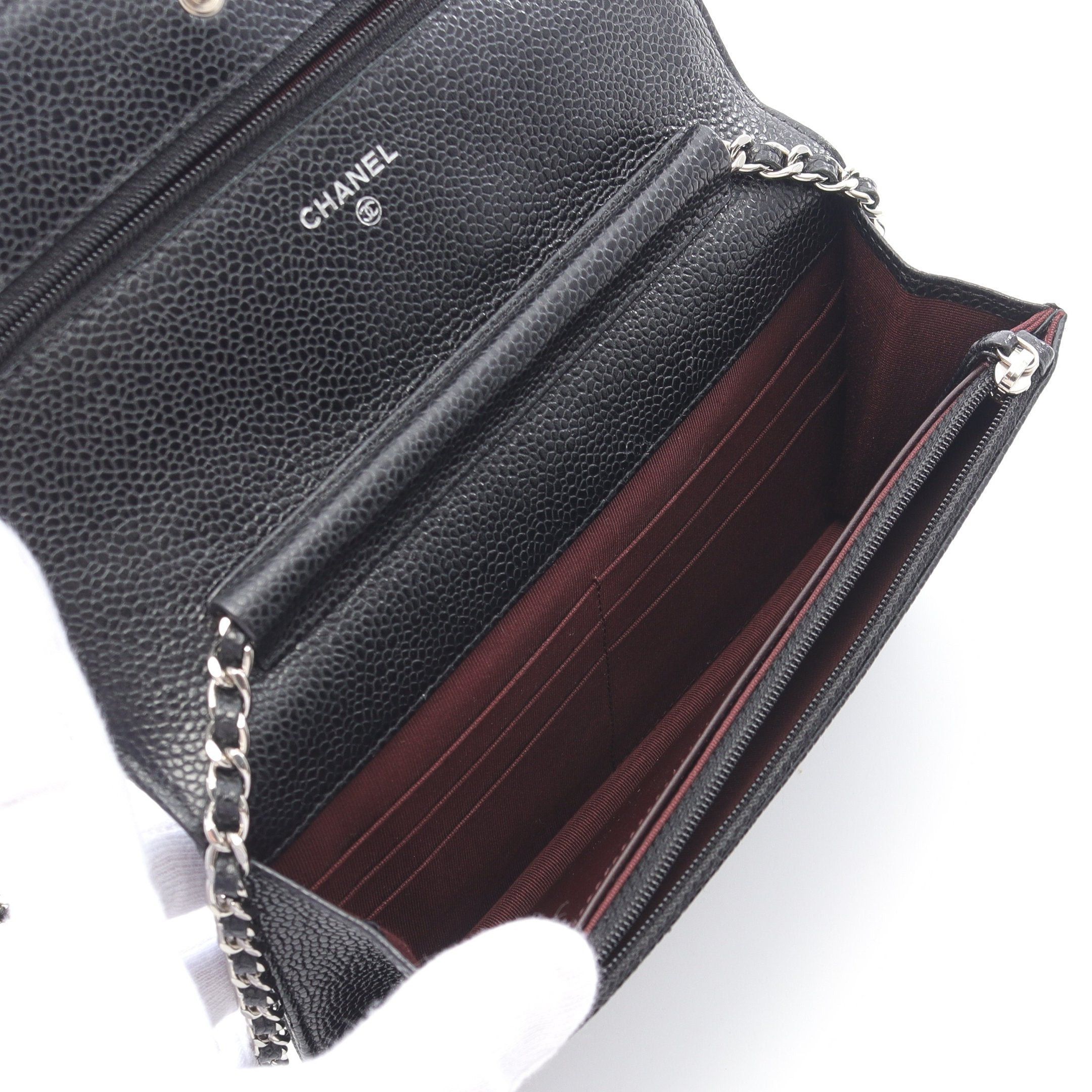 Chanel Chanel Matelasse Chain Wallet Caviar Skin Black Silver Hardware Size ONE SIZE - 3 Thumbnail