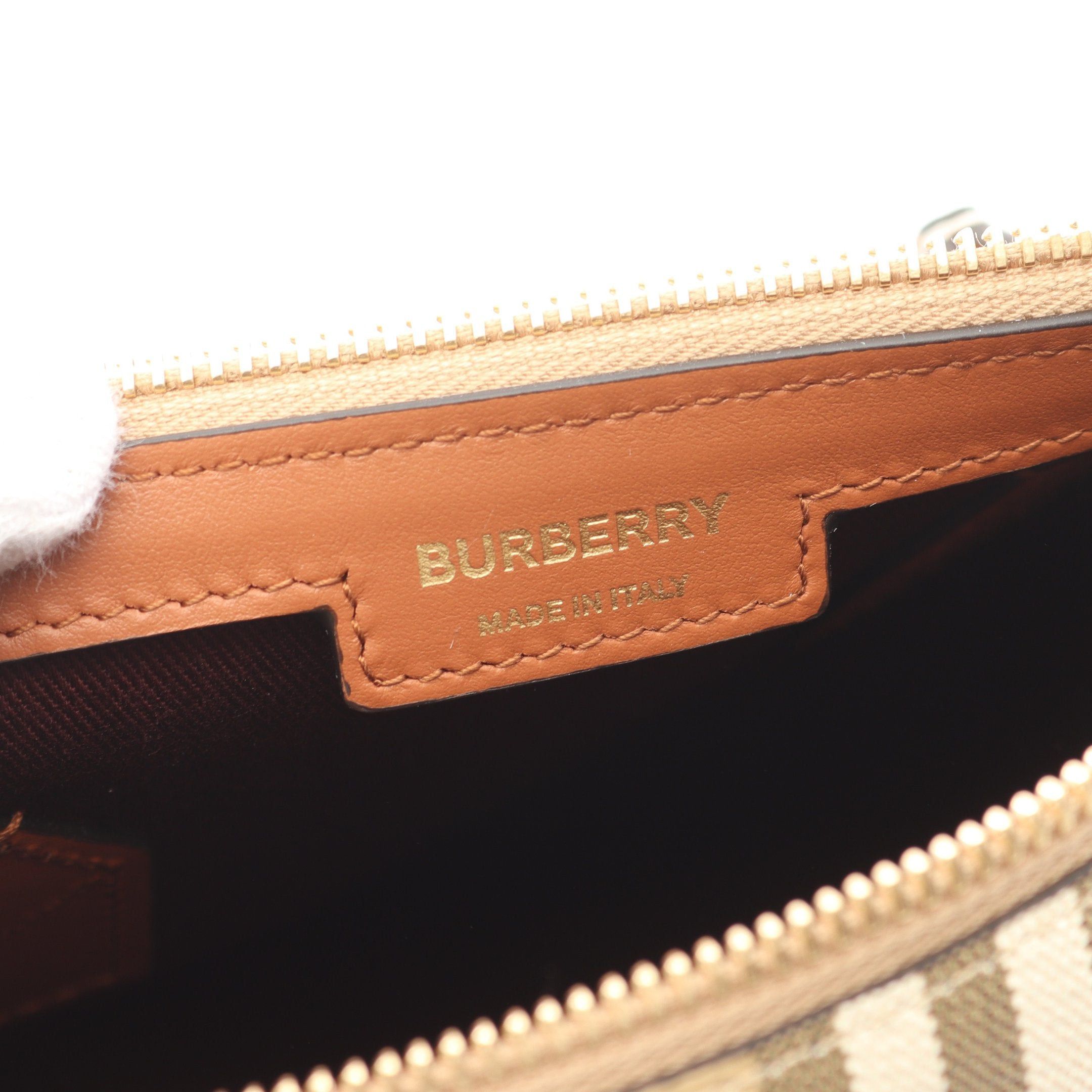 Burberry Burberry Check Handbag Coated Canvas Leather Beige Brown Size ONE SIZE - 4 Thumbnail