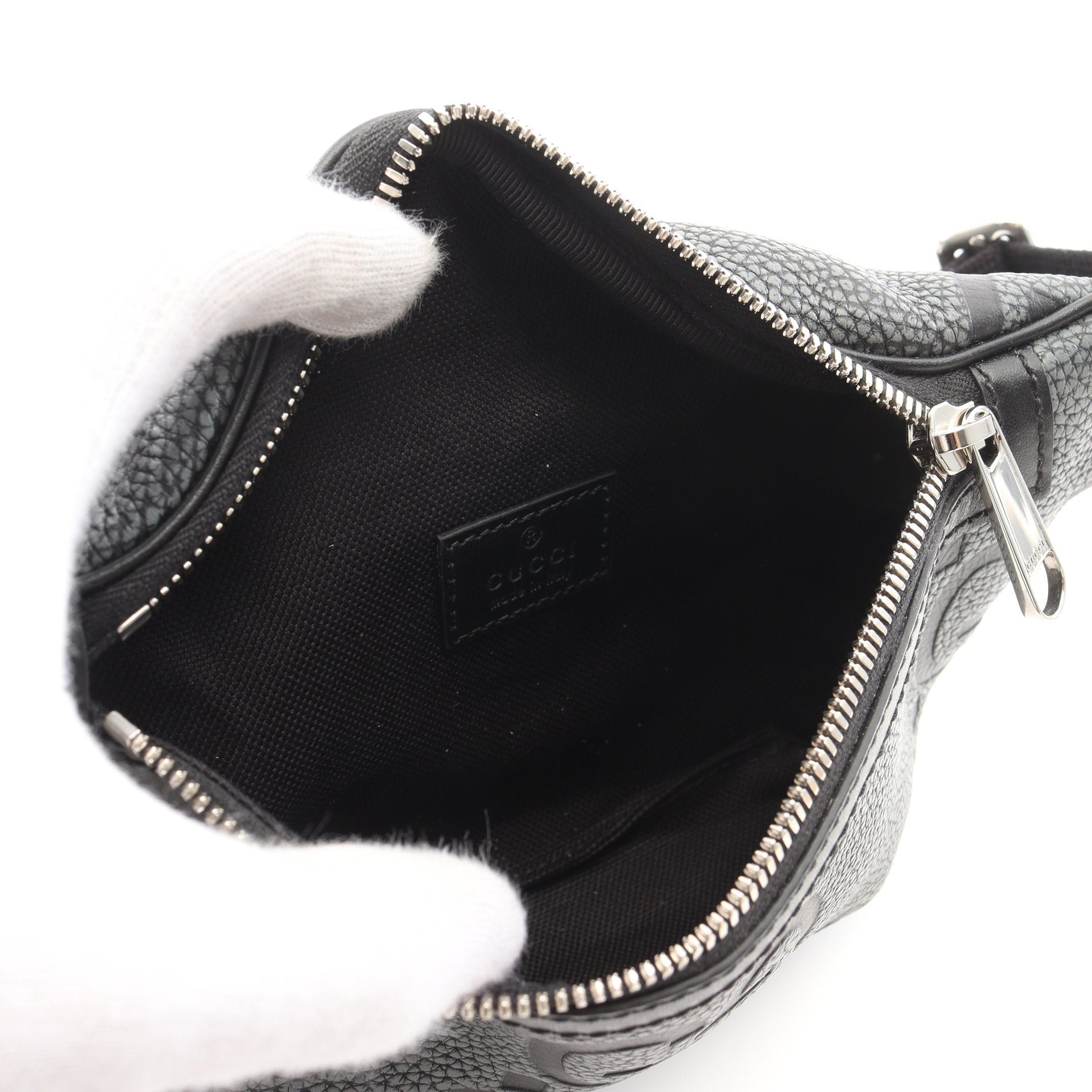 Gucci Gucci Jumbo Gg Small Waist Bag Body Leather Gray Black Size ONE SIZE - 3 Thumbnail