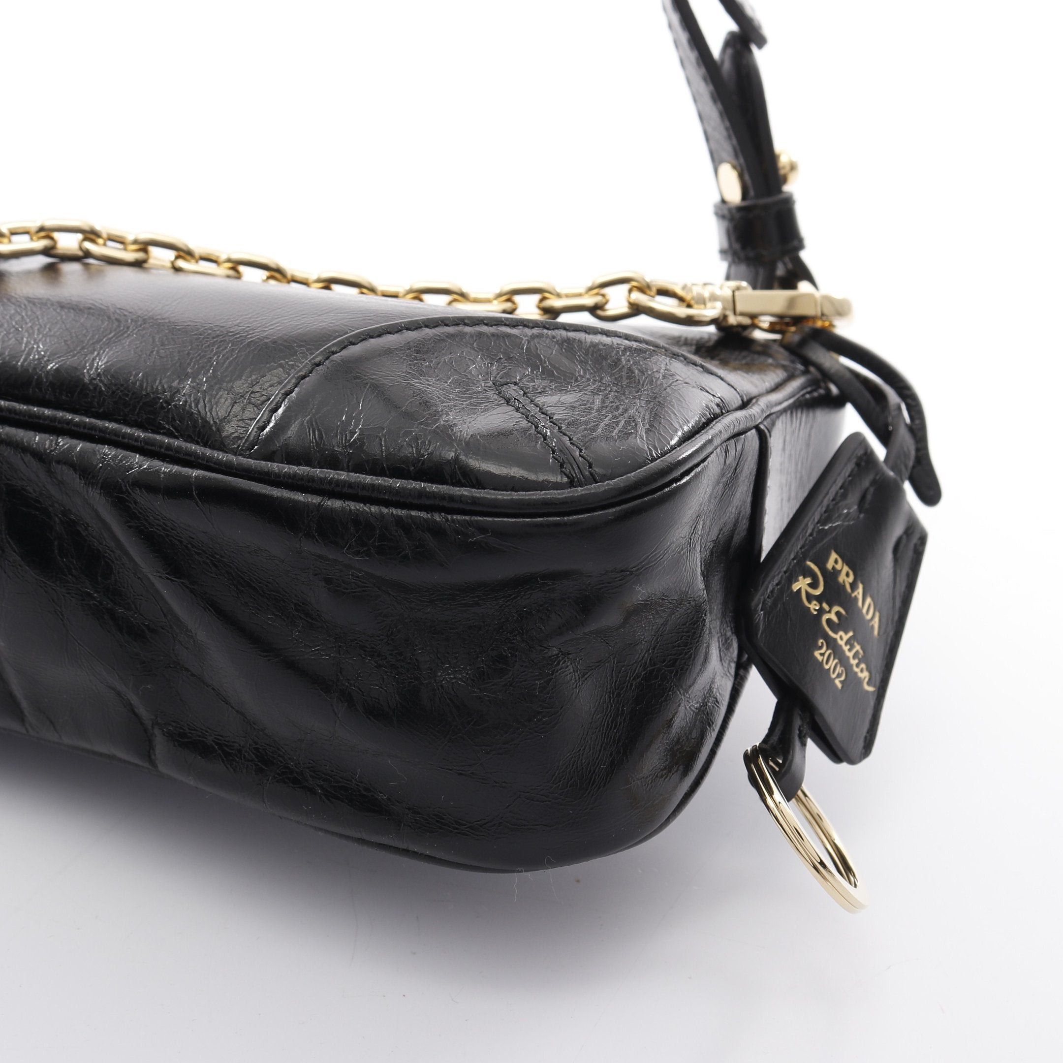 Prada Prada Re-Edition 2002 Chain Shoulder Bag Leather Black Size ONE SIZE - 8 Thumbnail