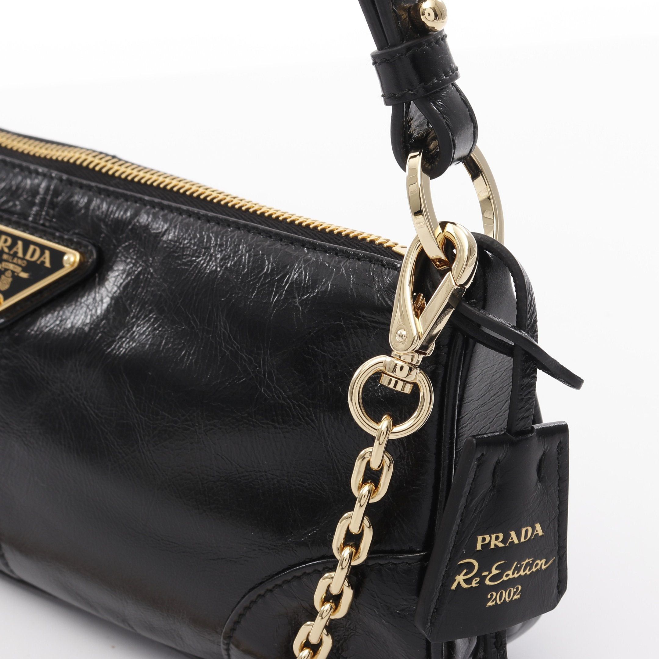 Prada Prada Re-Edition 2002 Chain Shoulder Bag Leather Black Size ONE SIZE - 5 Thumbnail