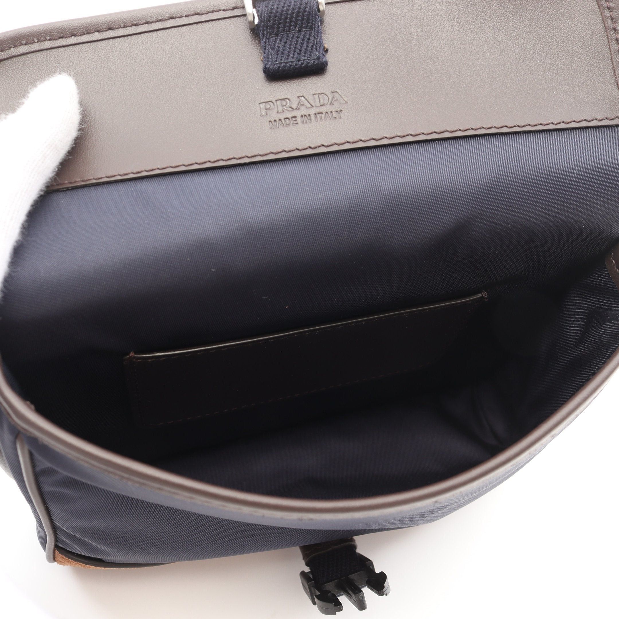 Prada Prada Re Nylon Smartphone Case Shoulder Bag Suede Leather Navy Brown Size ONE SIZE - 3 Thumbnail