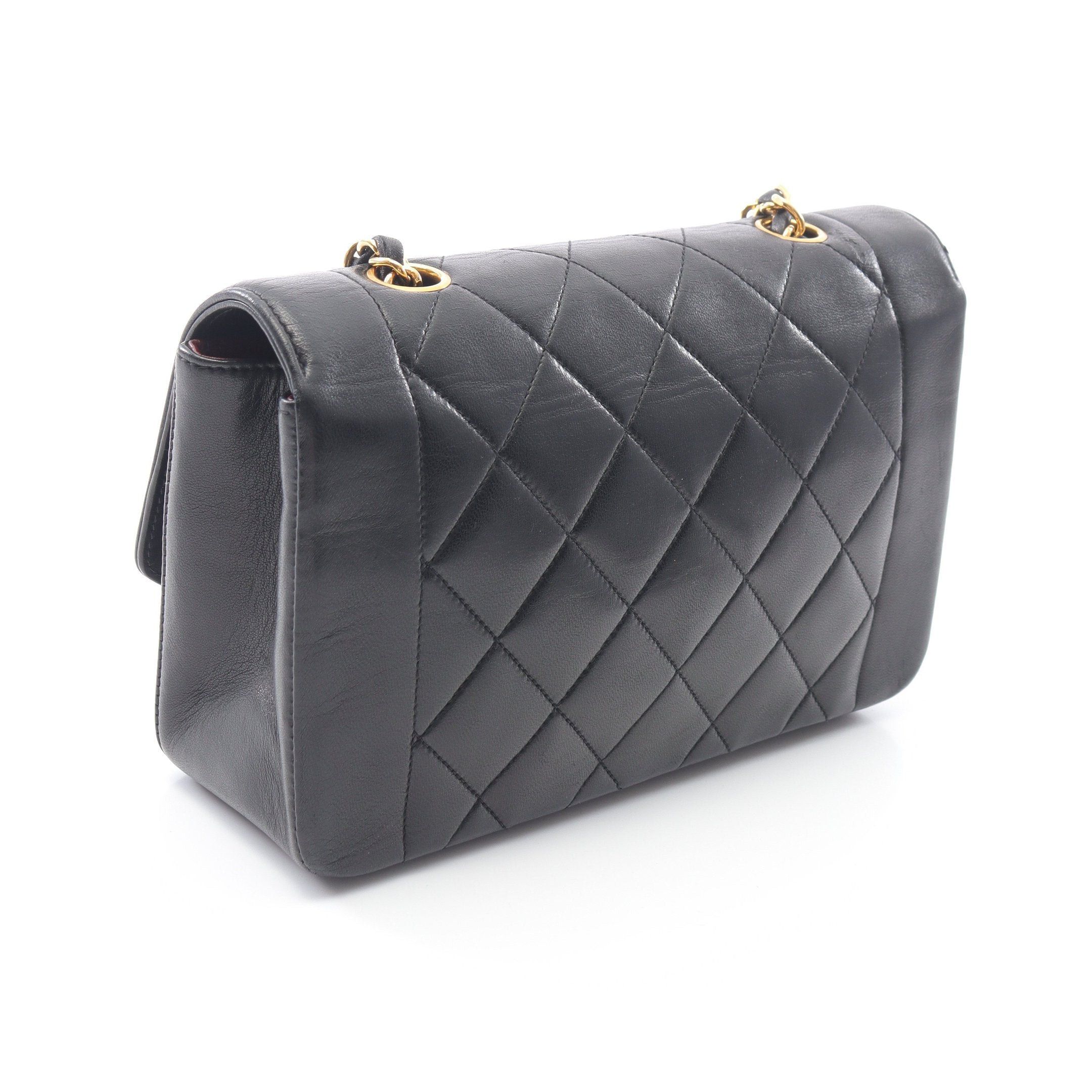 Chanel Chanel Matelasse Diana Flap Chain Shoulder Bag Lambskin Black Gold Hardware Size ONE SIZE - 2 Thumbnail