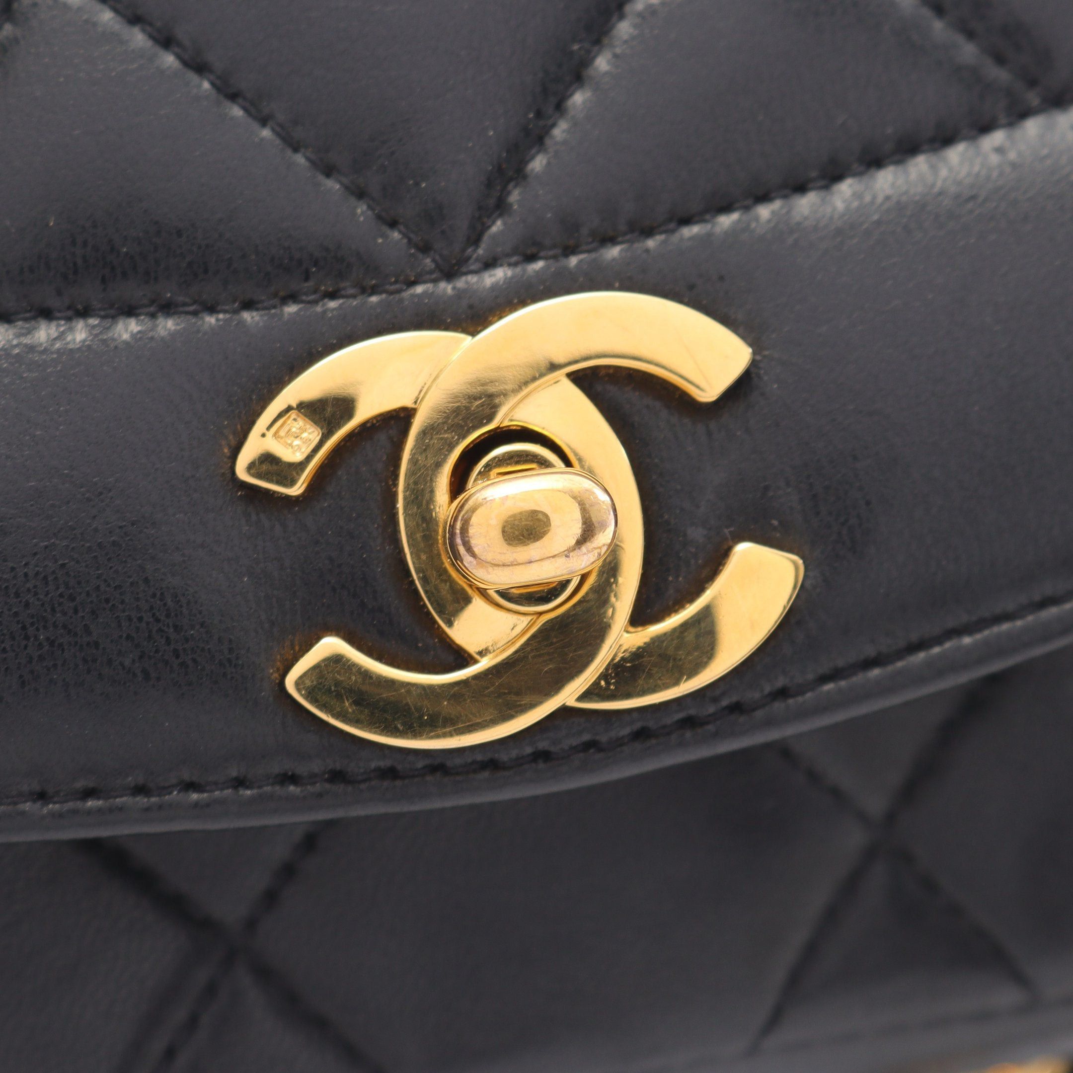 Chanel Chanel Matelasse Diana Flap Chain Shoulder Bag Lambskin Black Gold Hardware Size ONE SIZE - 12 Thumbnail