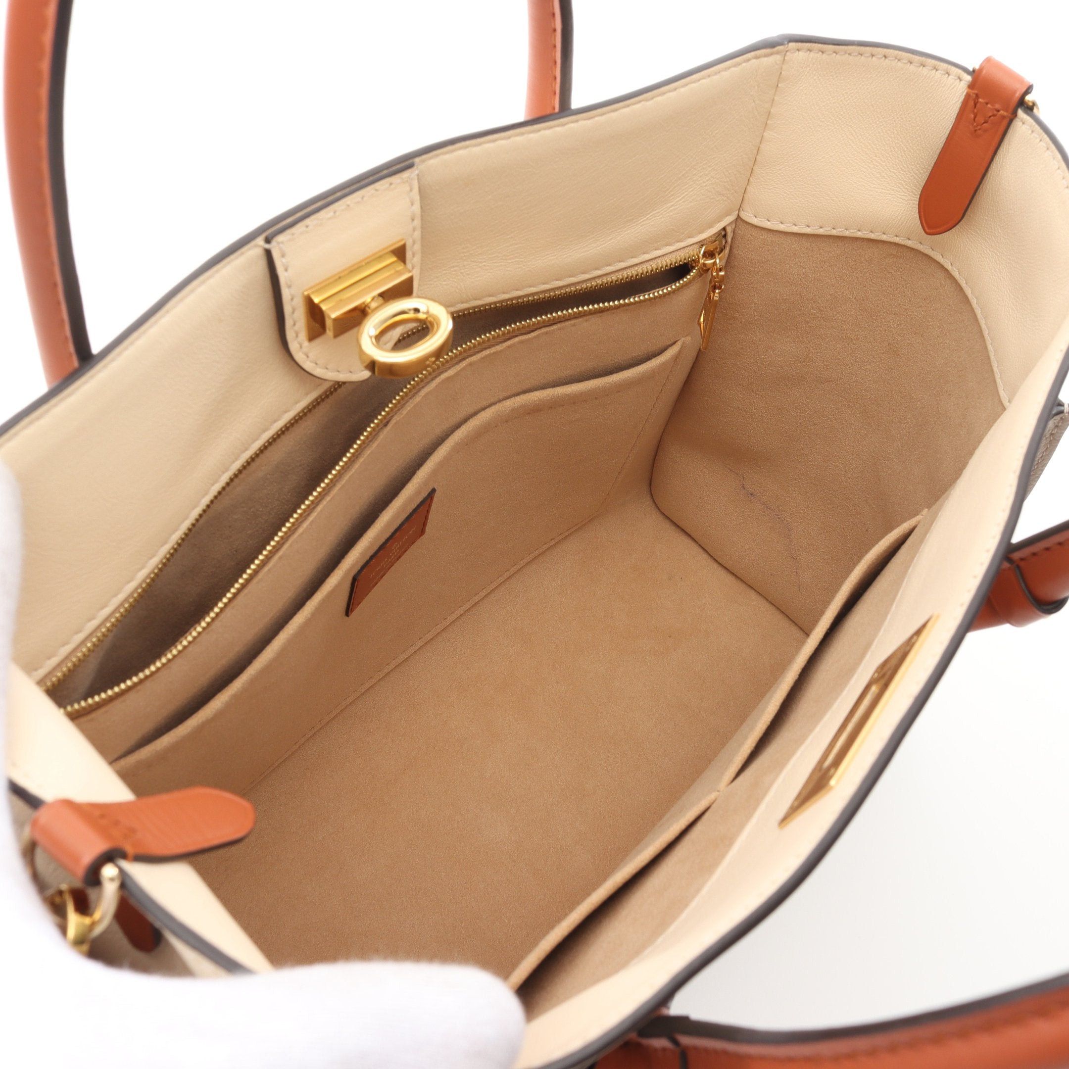 Louis Vuitton Louis Vuitton On My Side Monogram Taffeta Carré Handbag Leather Gray Beige Red Brown Size ONE SIZE - 3 Thumbnail