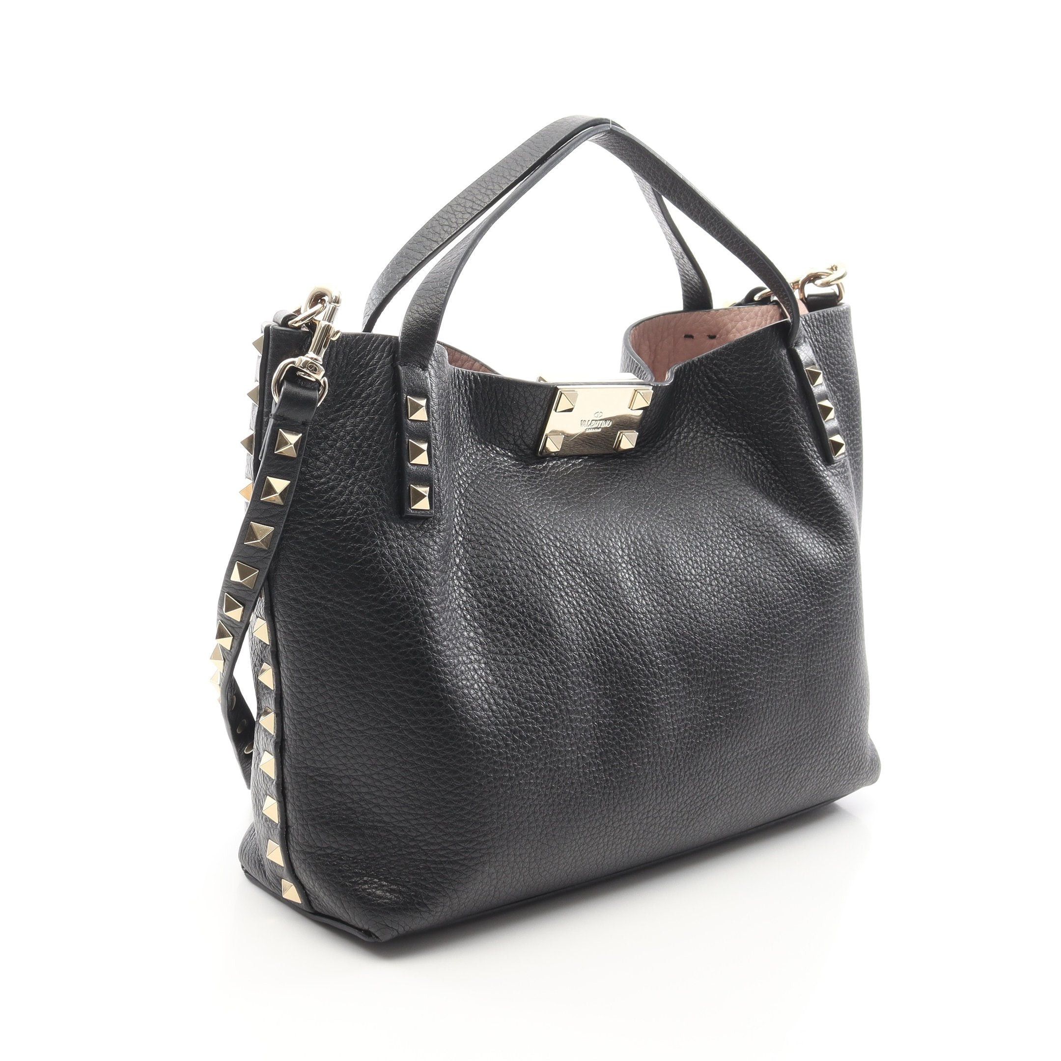 Valentino Valentino Rockstud Handbag Leather Black Size ONE SIZE - 2 Thumbnail