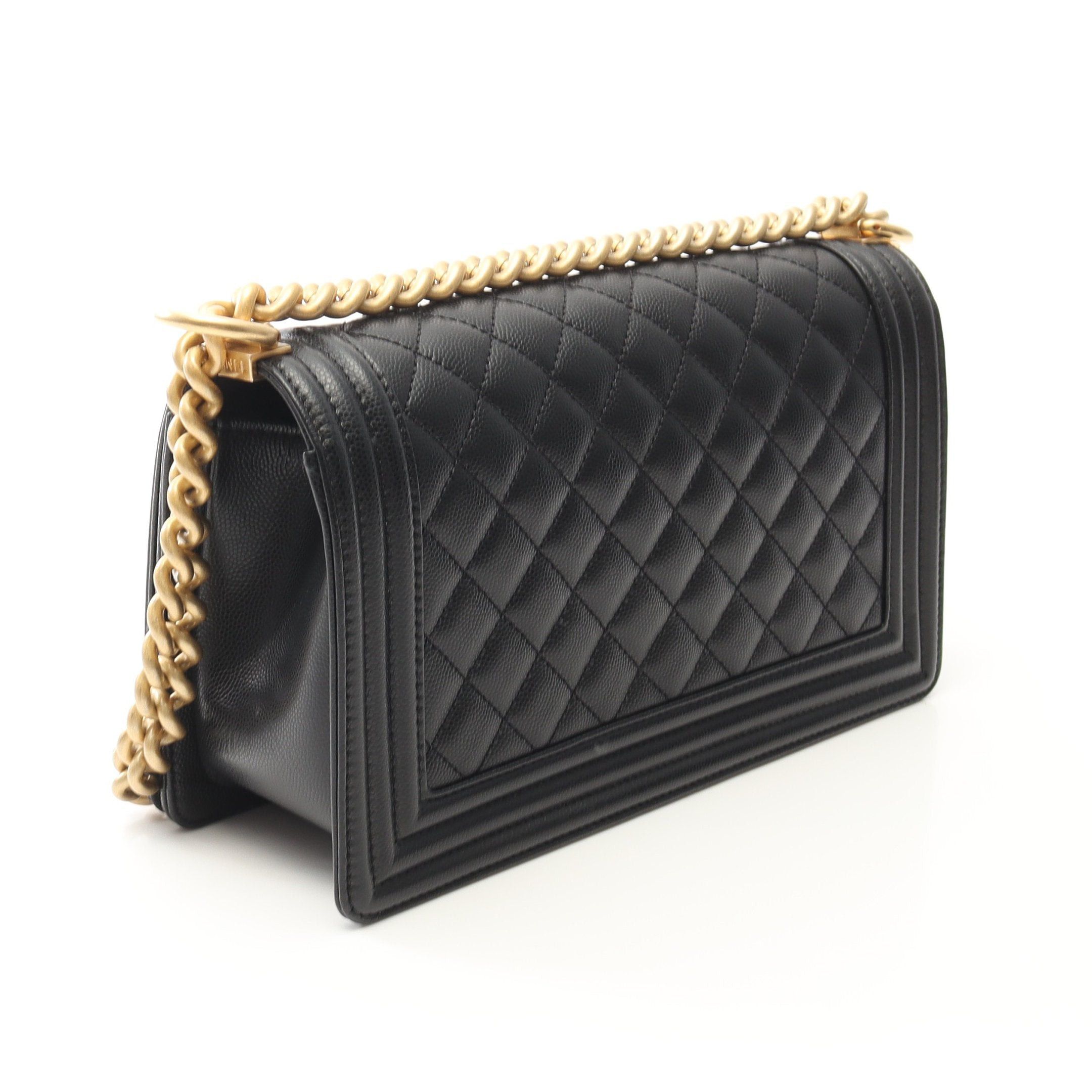 Chanel Chanel Boy Chanel Chain Shoulder Bag Caviar Skin Black Gold Hardware Size ONE SIZE - 2 Thumbnail