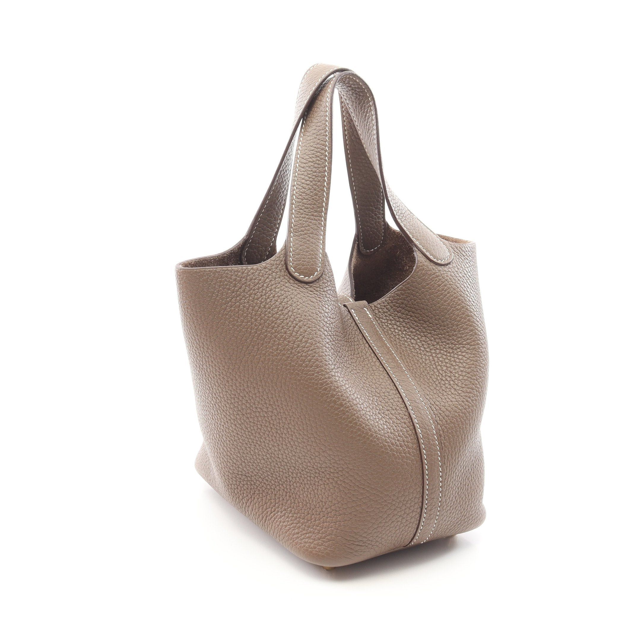 Hermes Hermes Picotane Pm Etoupe Handbag Clemence Leather Gray Brown Gold Hardware Y Stamp Size ONE SIZE - 2 Thumbnail