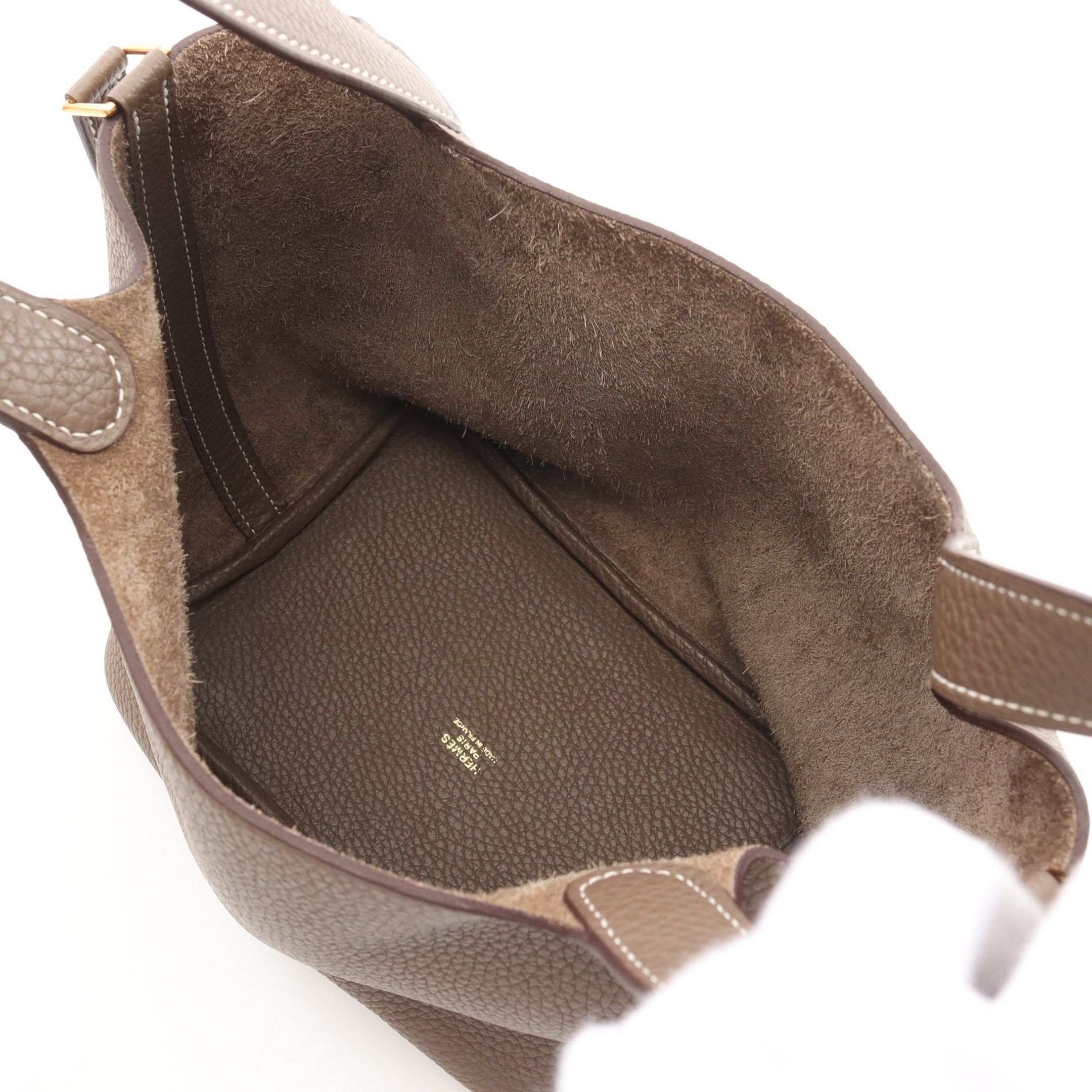Hermes Hermes Picotane Pm Etoupe Handbag Clemence Leather Gray Brown Gold Hardware Y Stamp Size ONE SIZE - 3 Thumbnail