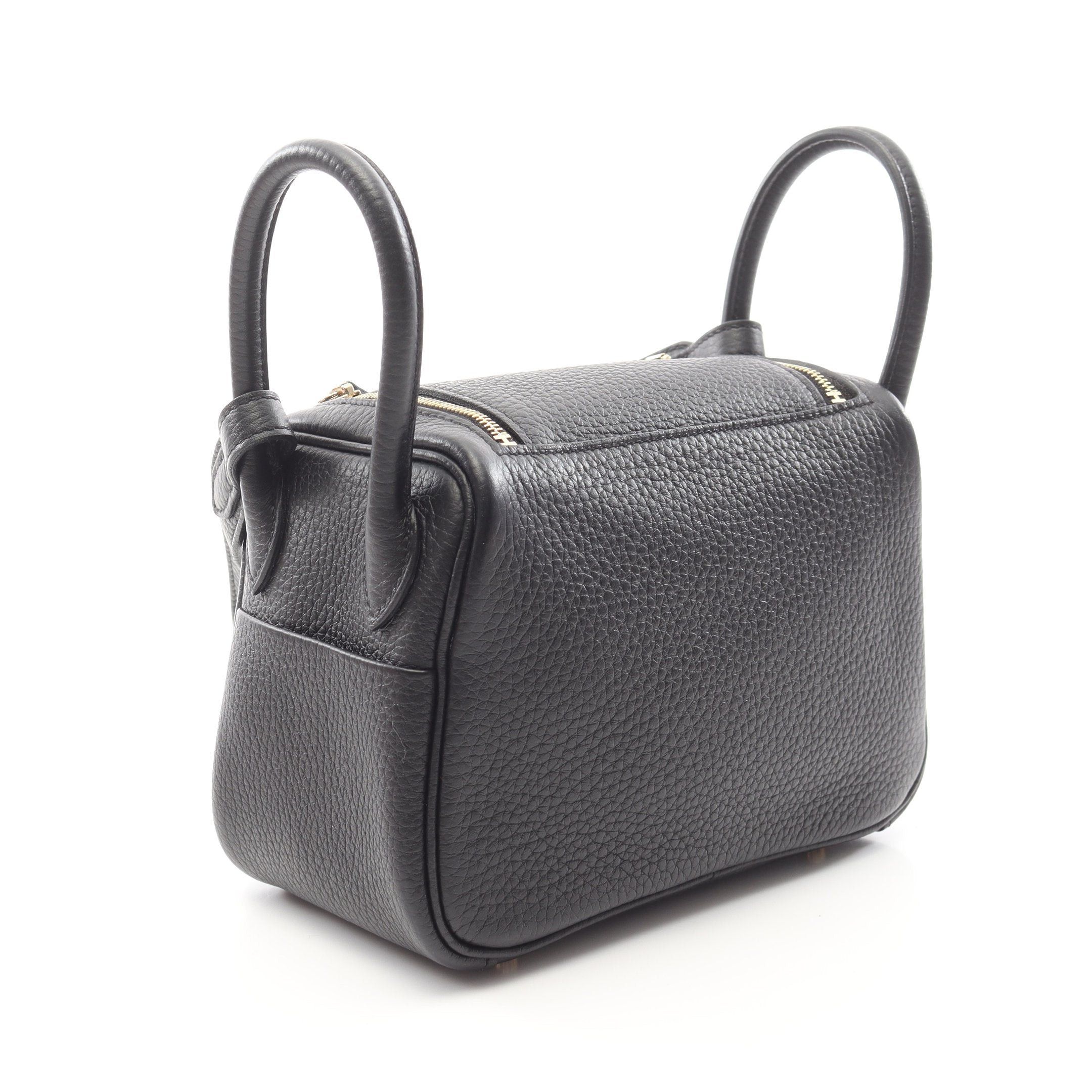 Hermes Hermes Lindy Mini Shoulder Bag Clemence Leather Black Gold Hardware B Stamp Size ONE SIZE - 2 Thumbnail
