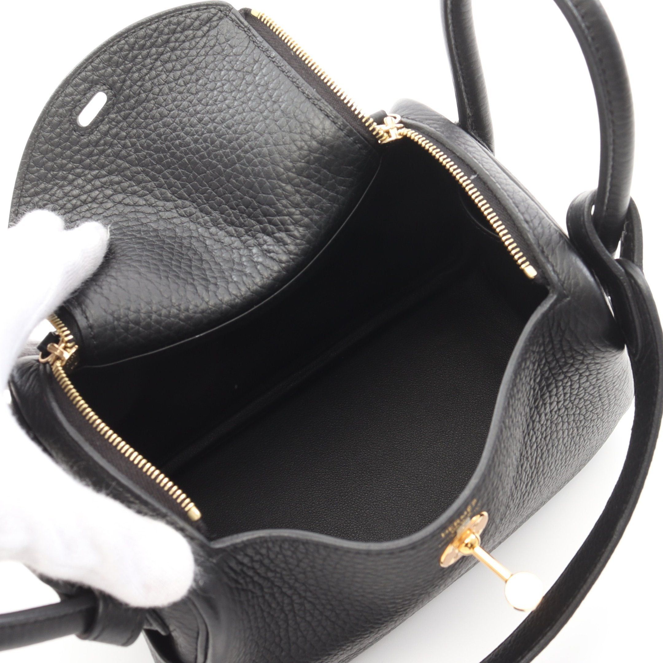 Hermes Hermes Lindy Mini Shoulder Bag Clemence Leather Black Gold Hardware B Stamp Size ONE SIZE - 3 Thumbnail