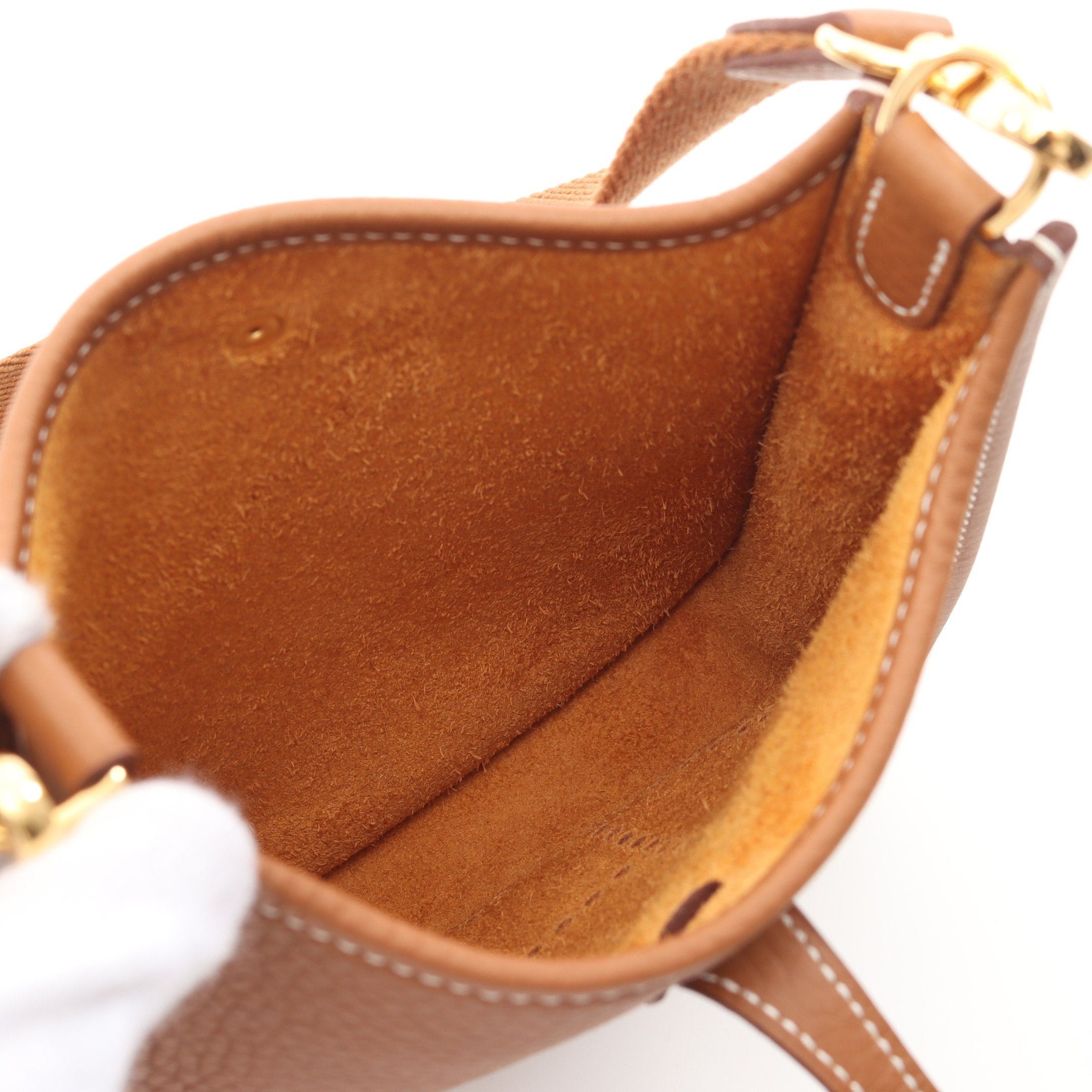 Hermes Hermes Evelyn Tpm Gold Shoulder Bag Clemence Leather Brown Hardware Double Engraved Size ONE SIZE - 3 Thumbnail