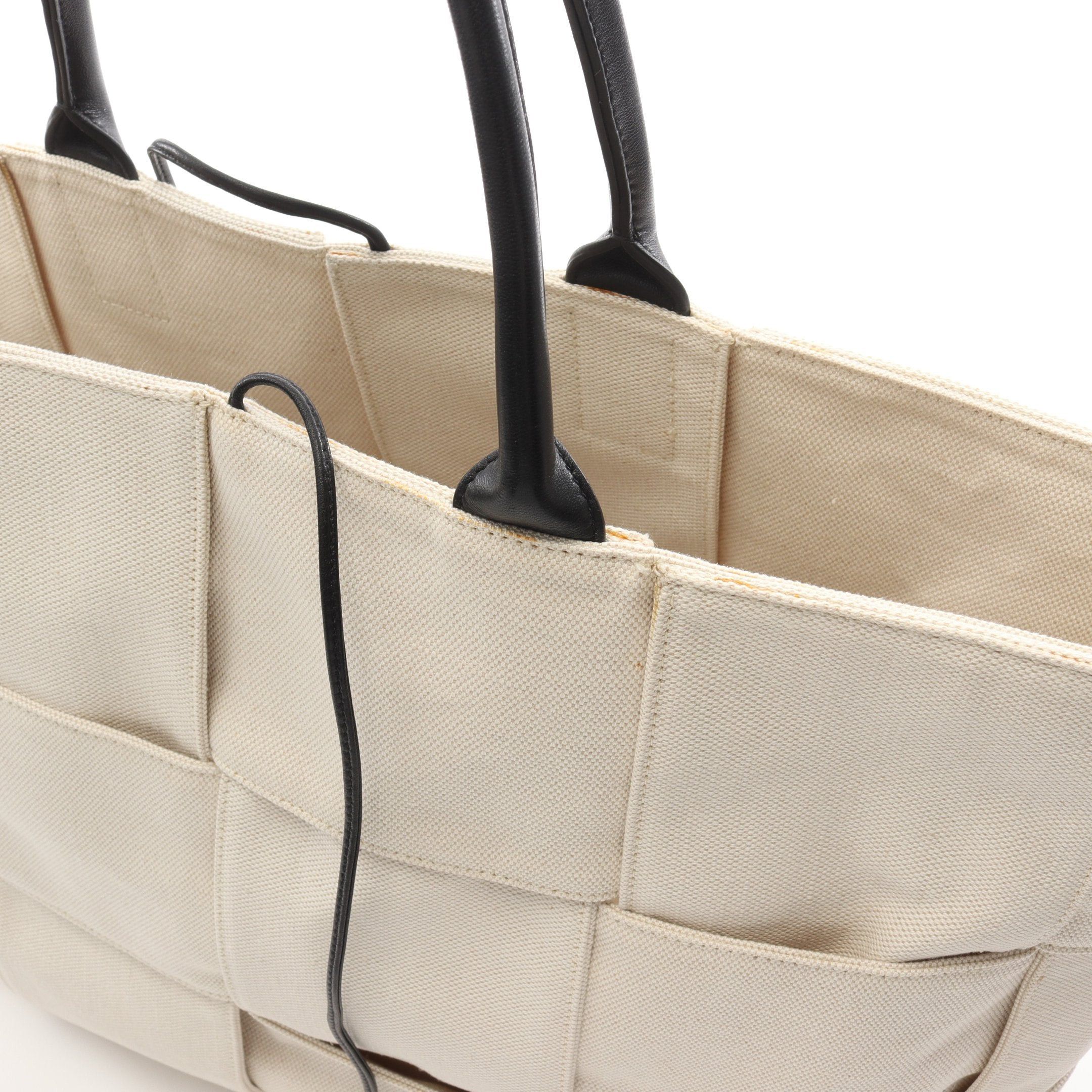 Bottega Veneta Bottega Veneta The Arco Tote Large Intrecciato Handbag Bag Canvas Leather Off White Black Size ONE SIZE - 6 Thumbnail
