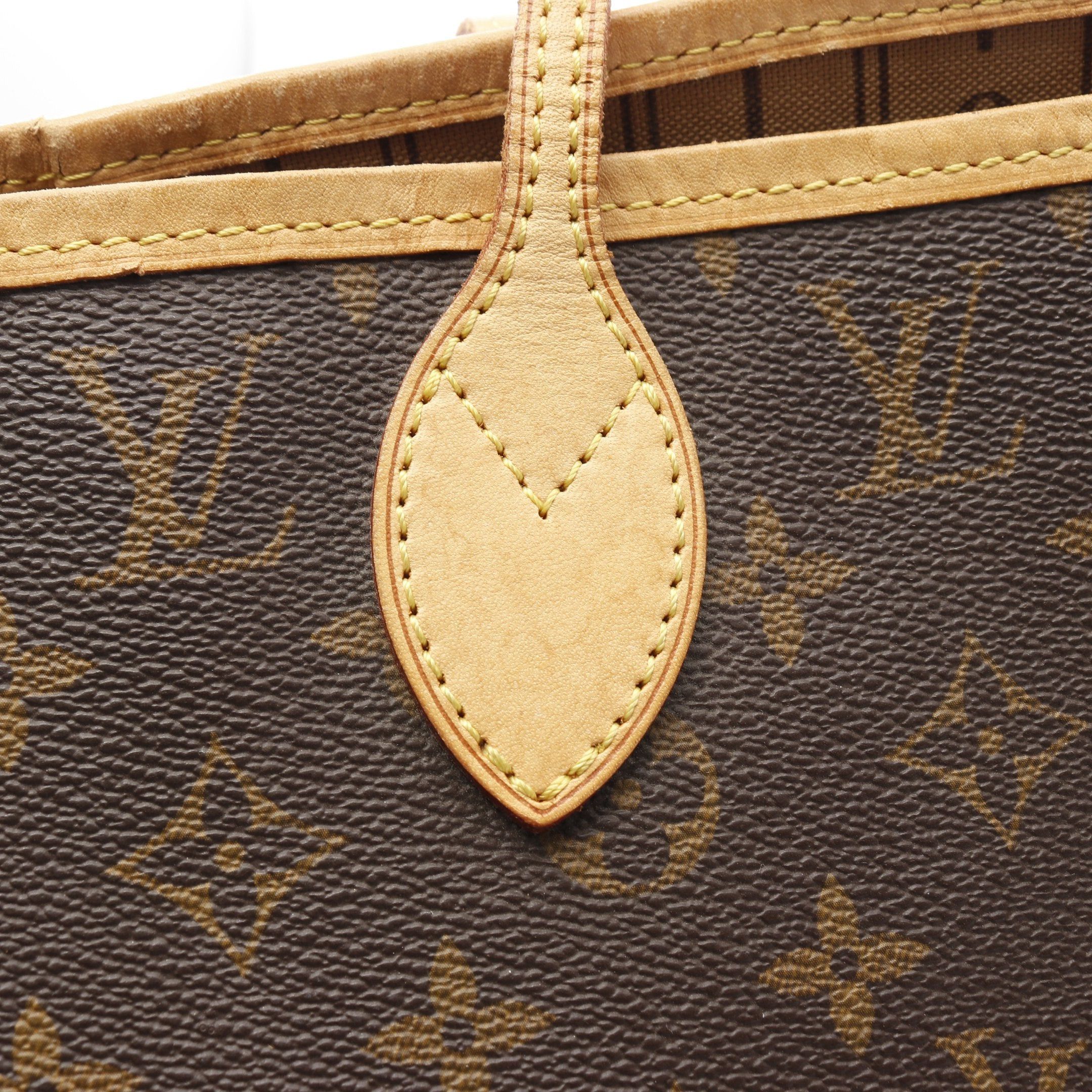 Louis Vuitton Louis Vuitton Neverfull Mm Monogram Shoulder Bag Tote Leather Brown Size ONE SIZE - 9 Thumbnail