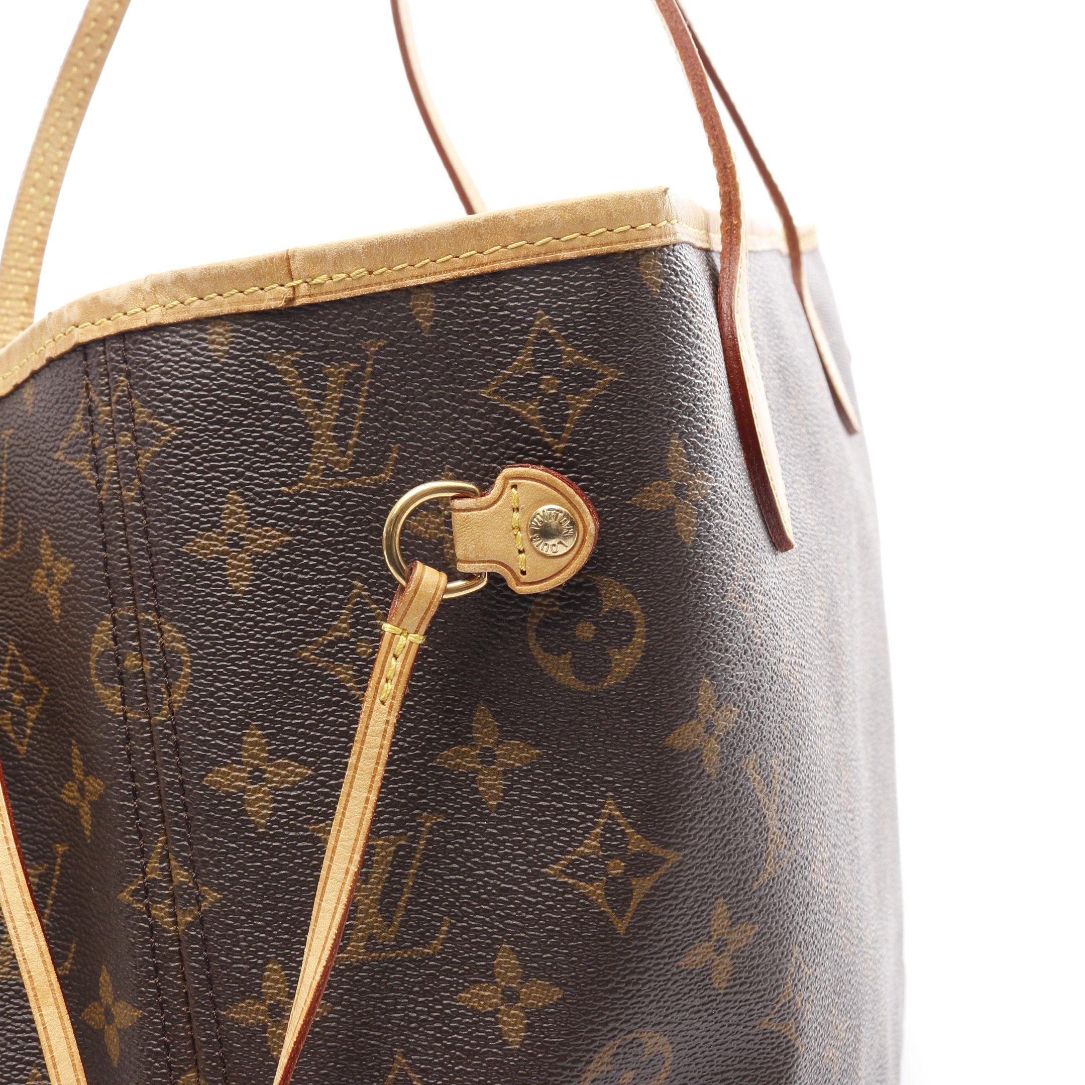 Louis Vuitton Louis Vuitton Neverfull Mm Monogram Shoulder Bag Tote Leather Brown Size ONE SIZE - 7 Thumbnail
