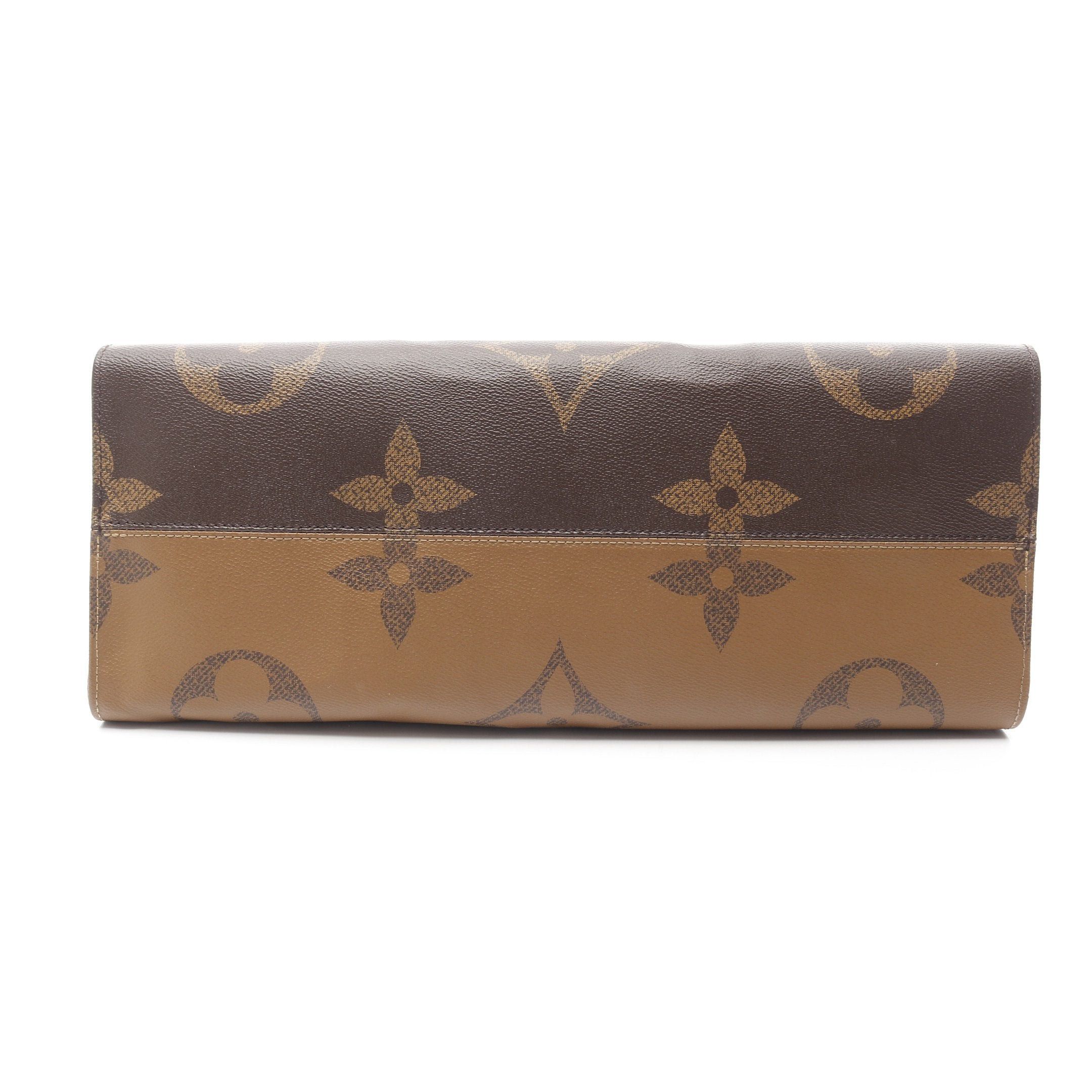Louis Vuitton Louis Vuitton On-The-Go Gm Monogram Giant Reverse Shoulder Bag Leather Brown Light Size ONE SIZE - 9 Thumbnail