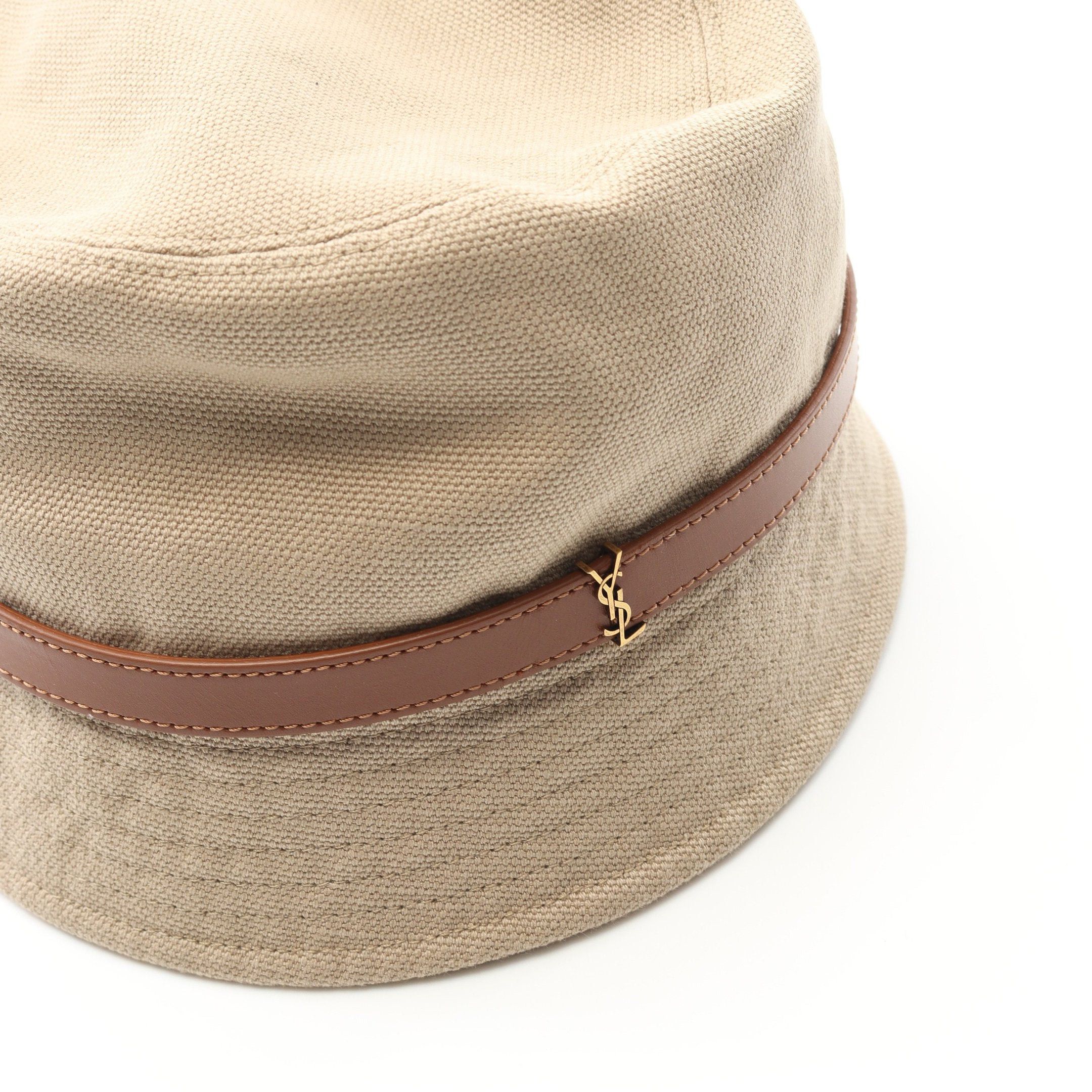 Yves Saint Laurent Yves Saint Laurent Bucket Hat Canvas Leather Beige Brown Size ONE SIZE - 6 Thumbnail