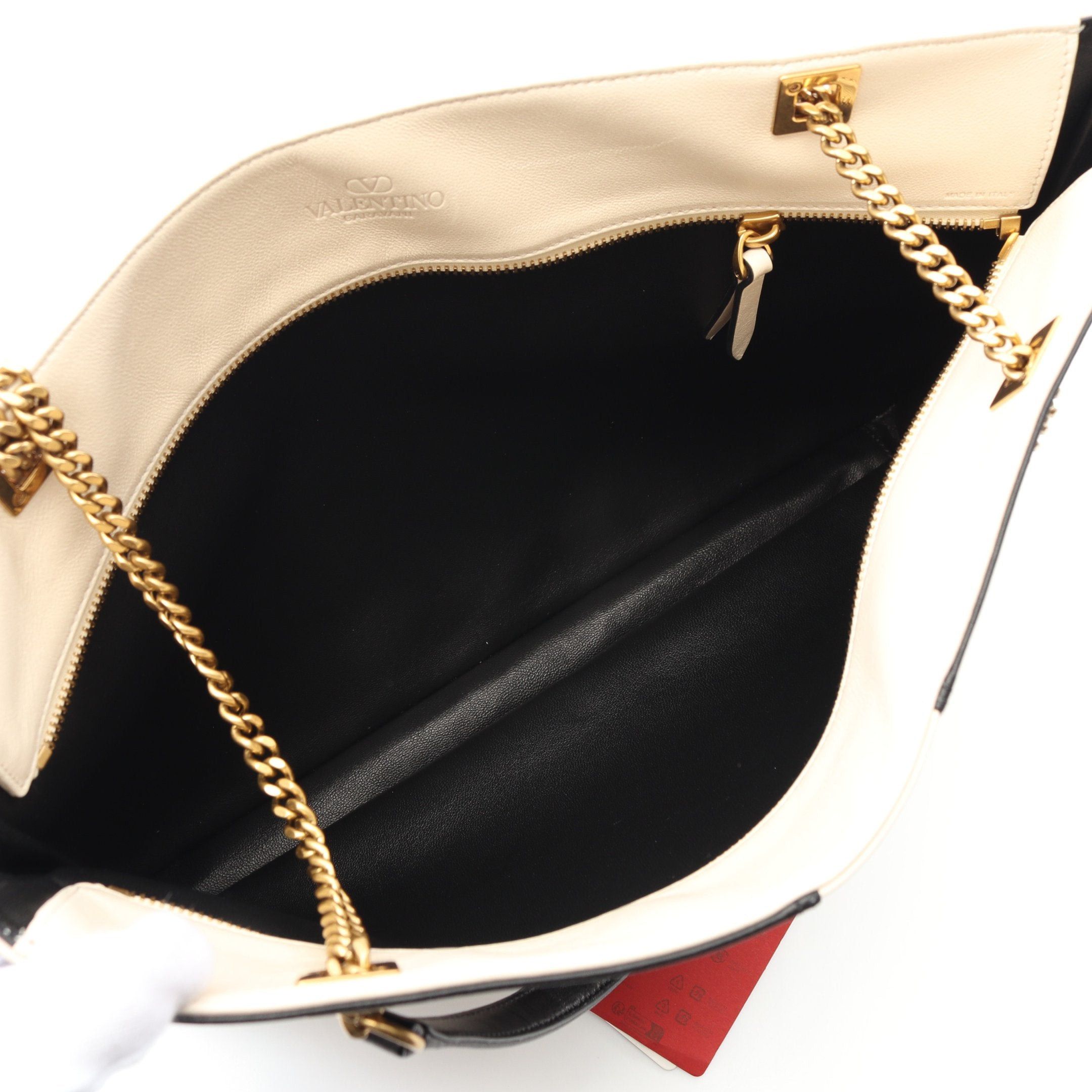 Valentino Valentino Viva Superstar Chain Shoulder Bag Tote Leather Light Beige Black Size ONE SIZE - 3 Thumbnail