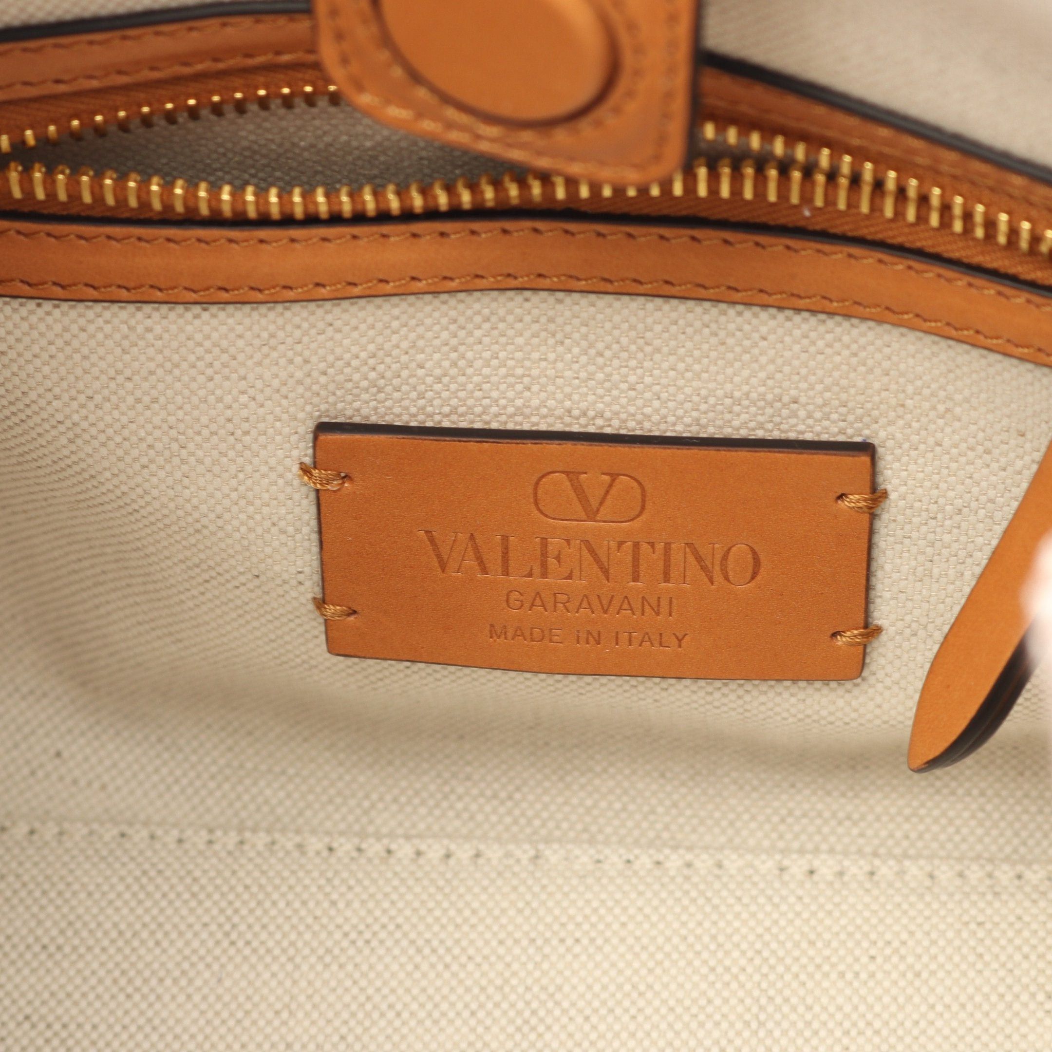 Valentino Valentino Antibes Handbag Canvas Leather Beige Light Brown Size ONE SIZE - 4 Thumbnail