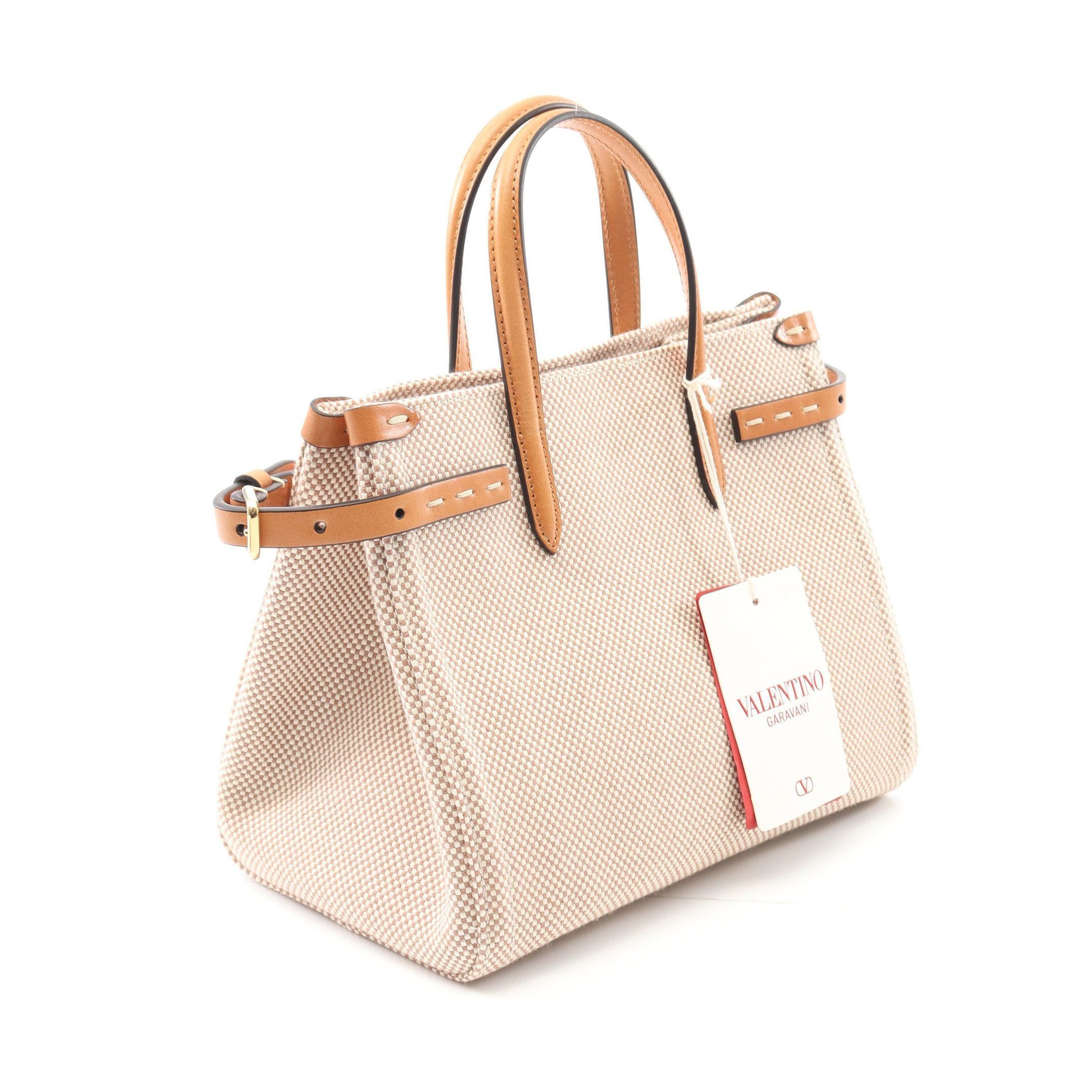 Valentino Valentino Antibes Handbag Canvas Leather Beige Light Brown Size ONE SIZE - 2 Thumbnail