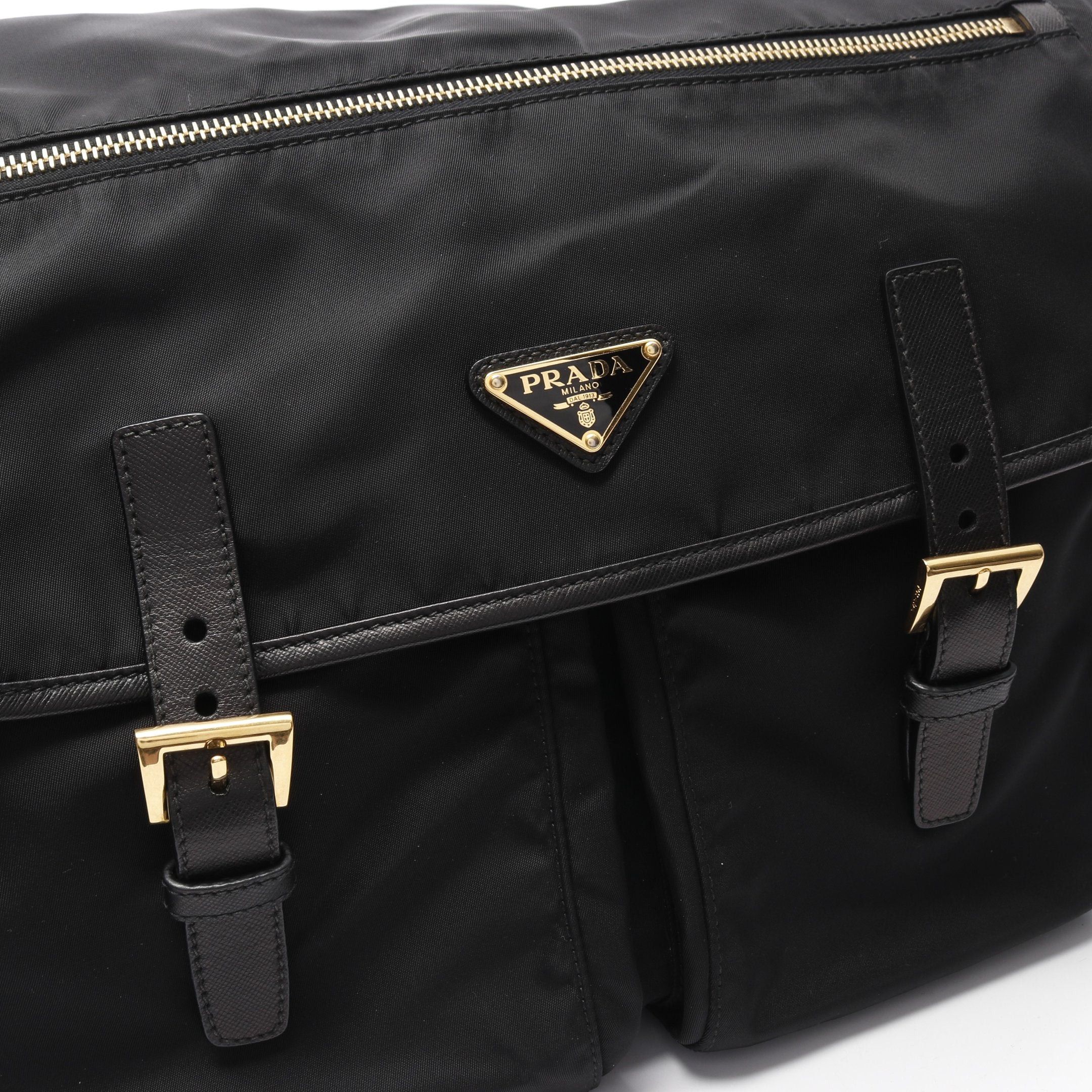 Prada Prada Vela Shoulder Bag Nylon Saffiano Leather Black Size ONE SIZE - 9 Thumbnail