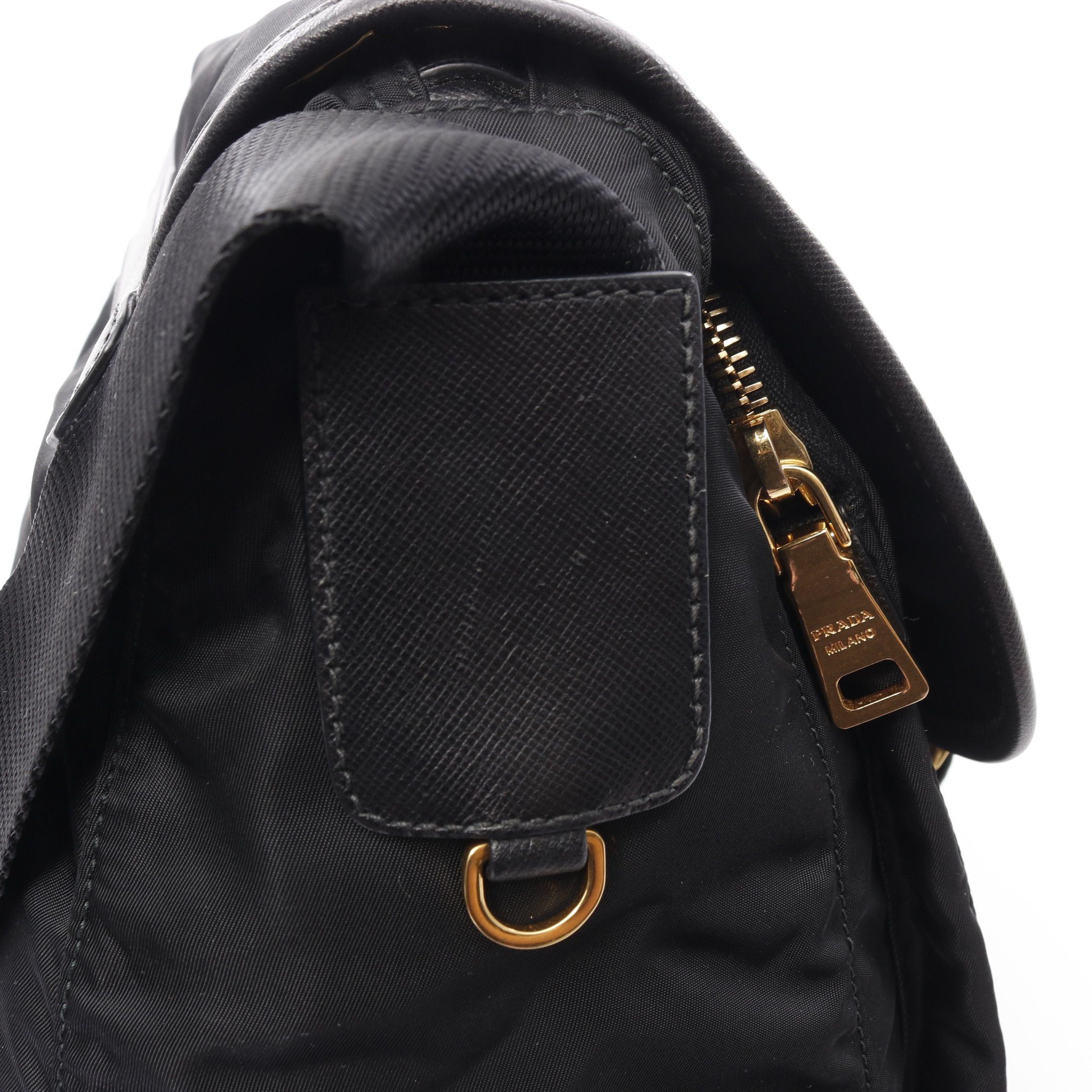 Prada Prada Vela Shoulder Bag Nylon Saffiano Leather Black Size ONE SIZE - 8 Thumbnail