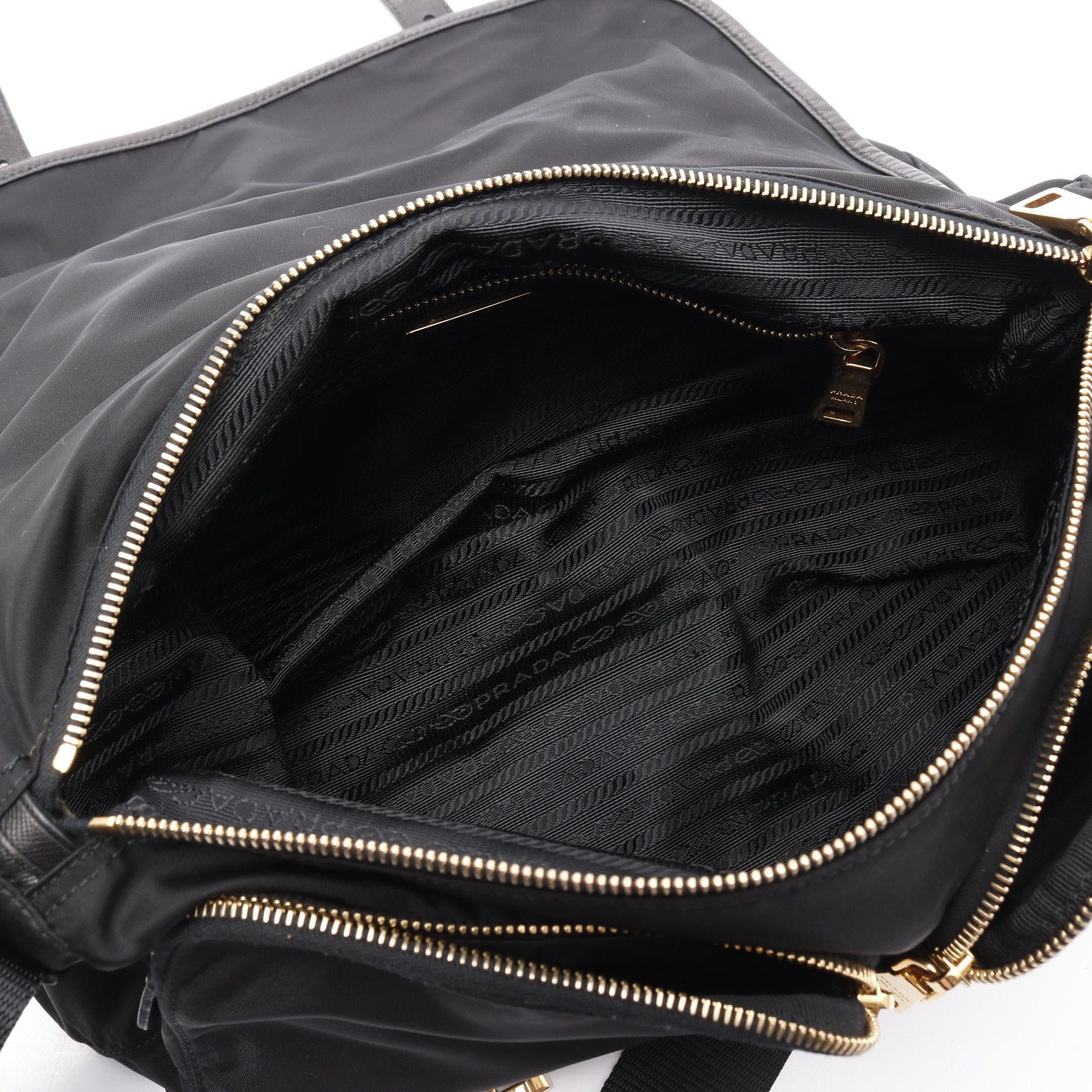 Prada Prada Vela Shoulder Bag Nylon Saffiano Leather Black Size ONE SIZE - 3 Thumbnail