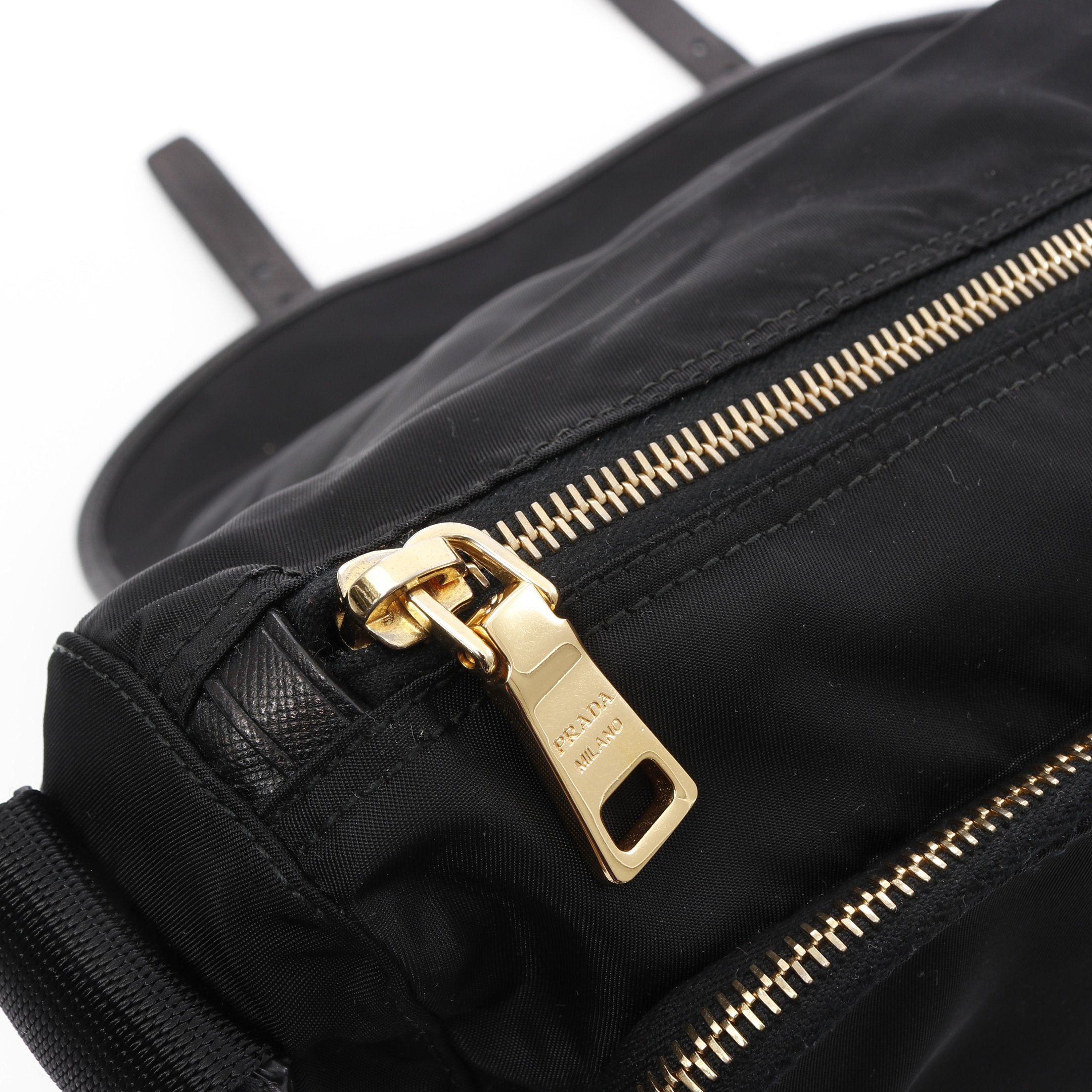 Prada Prada Vela Shoulder Bag Nylon Saffiano Leather Black Size ONE SIZE - 6 Thumbnail