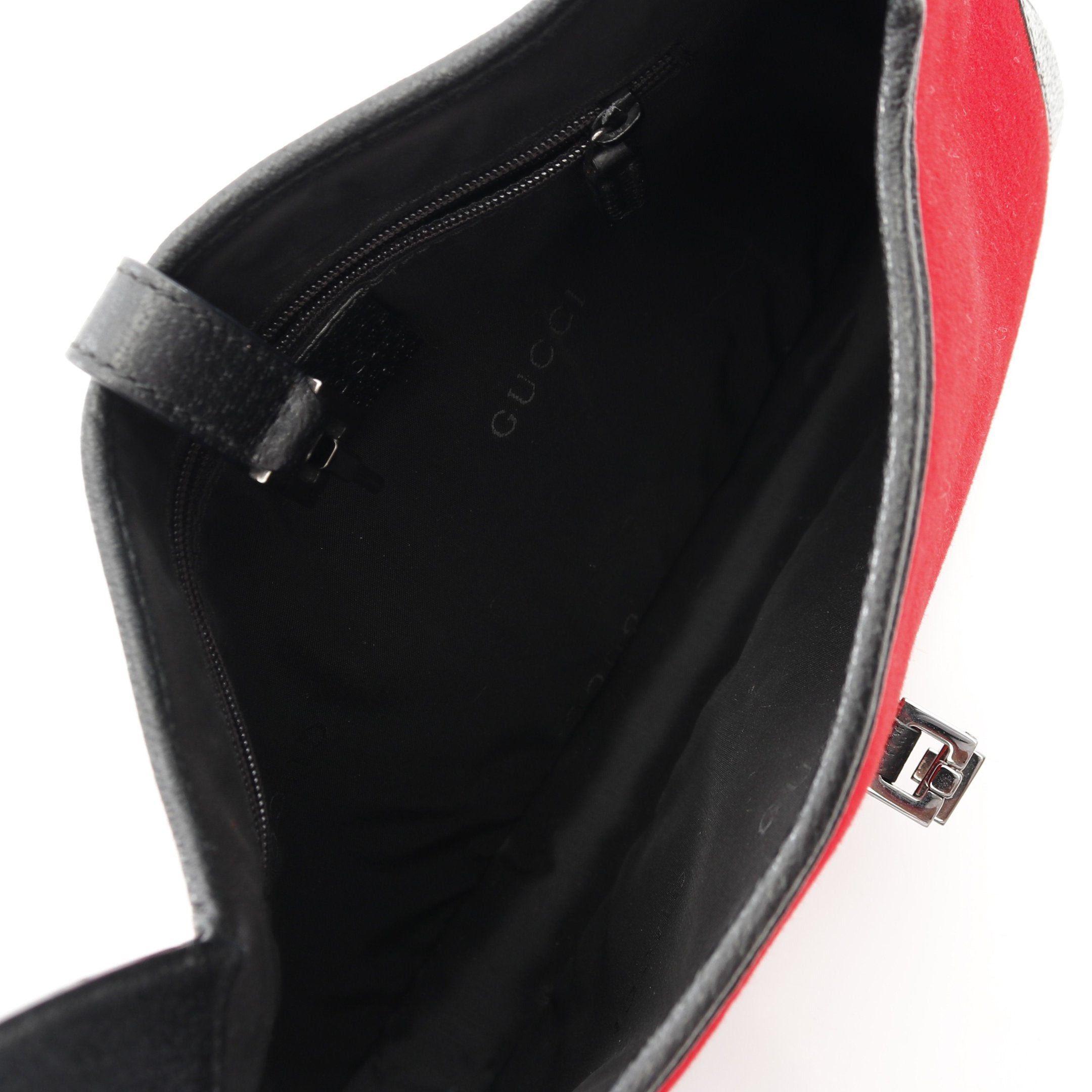 Gucci Gucci Jackie One Shoulder Bag Wool Leather Red Black Size ONE SIZE - 3 Thumbnail