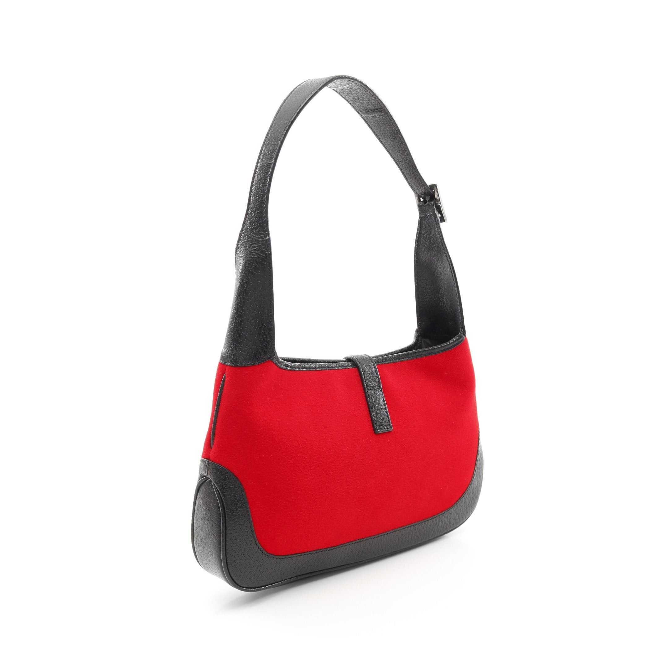 Gucci Gucci Jackie One Shoulder Bag Wool Leather Red Black Size ONE SIZE - 2 Thumbnail
