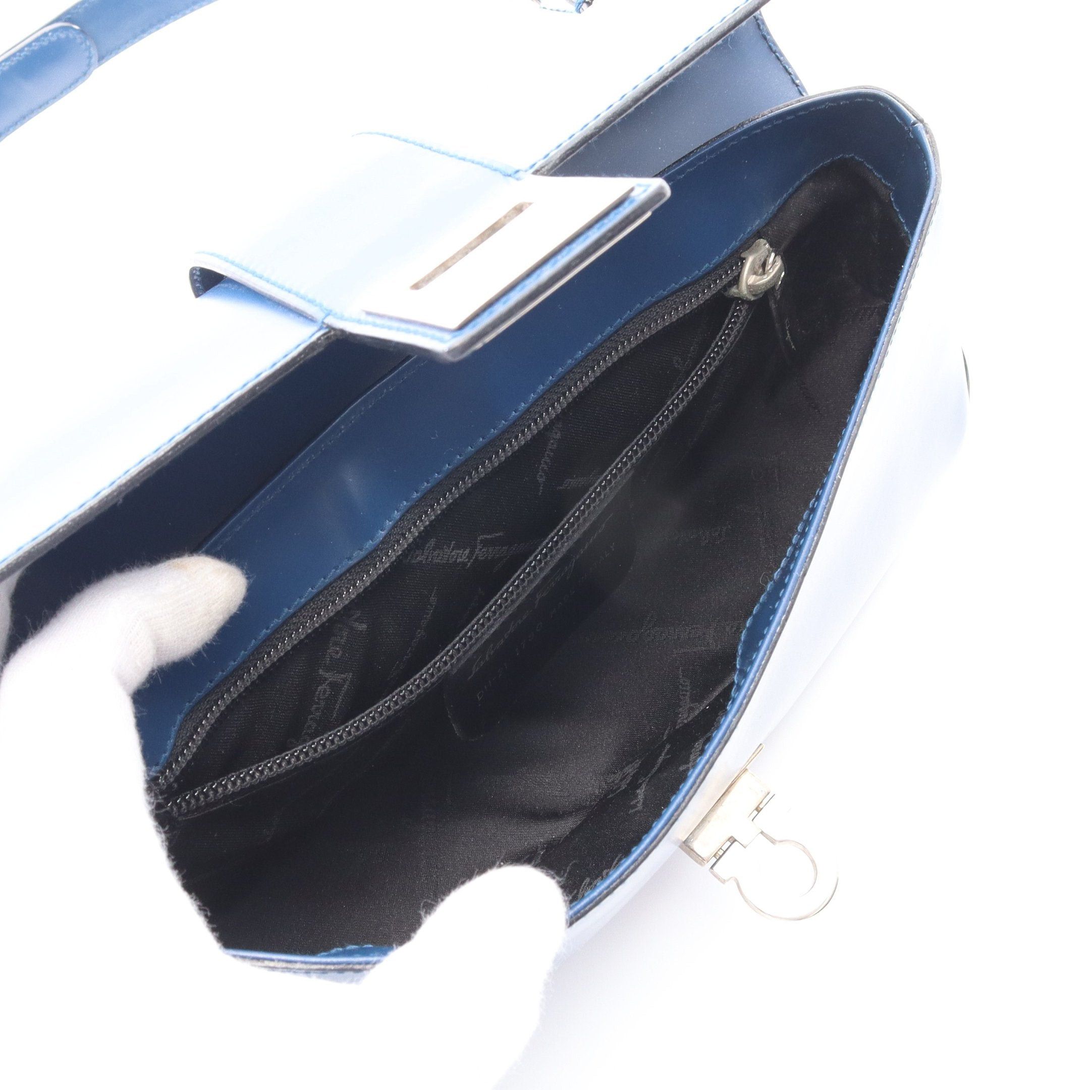 Salvatore Ferragamo Salvatore Ferragamo Gancini Handbag Leather Blue Size ONE SIZE - 3 Thumbnail