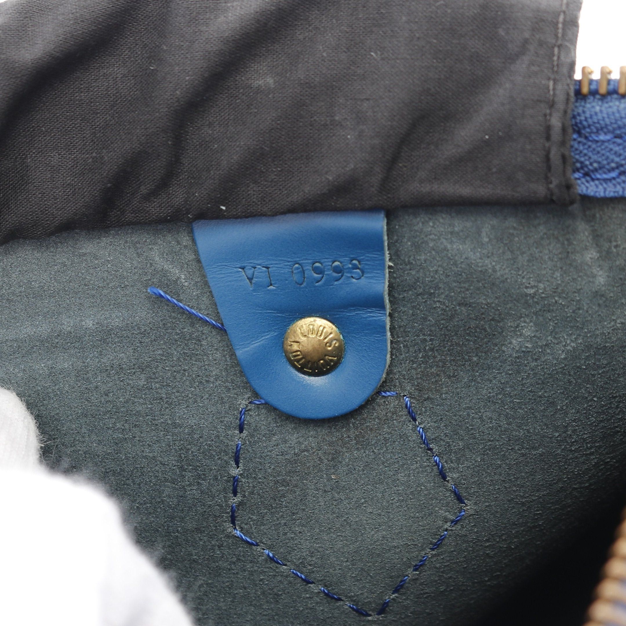 Louis Vuitton Louis Vuitton Speedy 25 Epi Toledo Blue Handbag Leather Size ONE SIZE - 5 Thumbnail