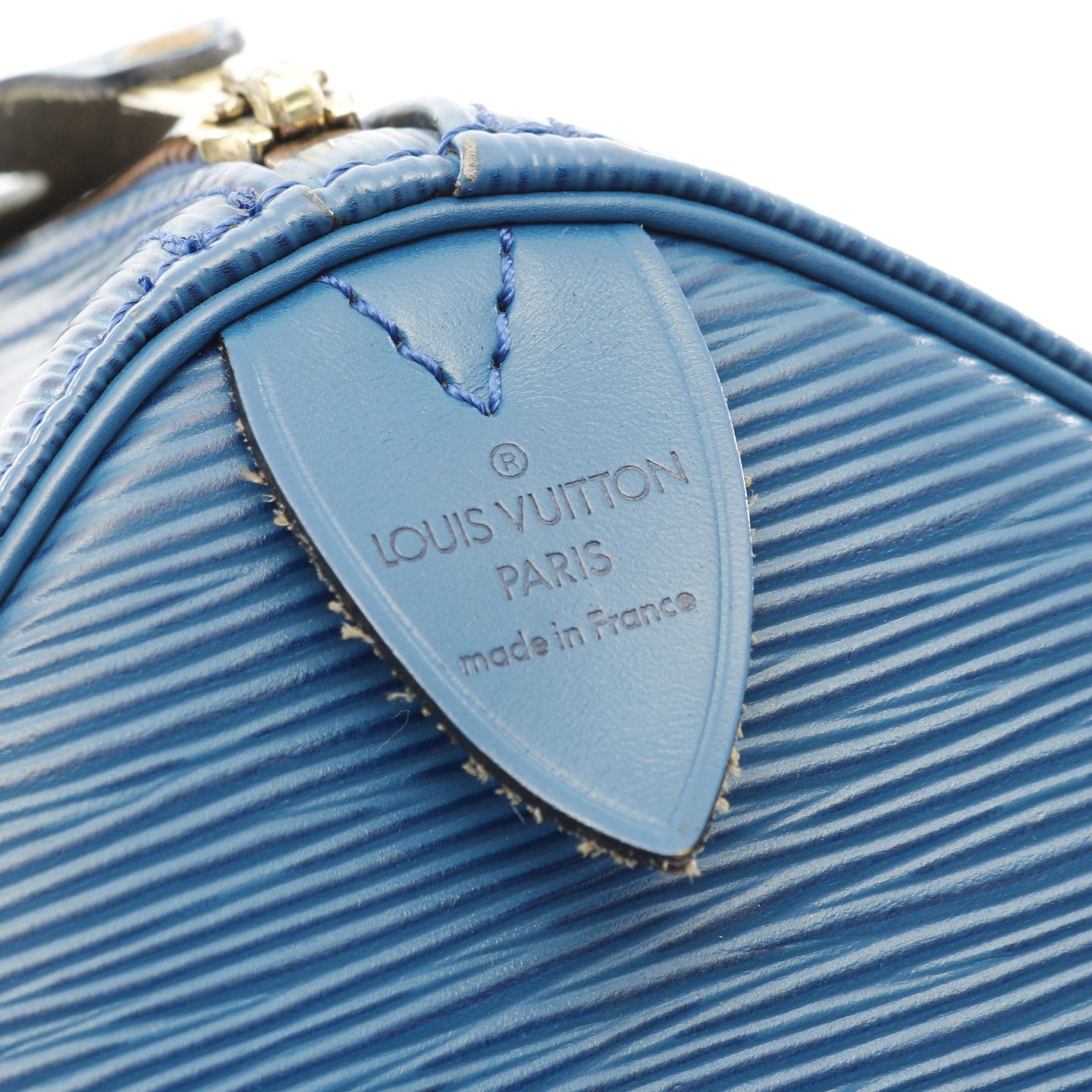 Louis Vuitton Louis Vuitton Speedy 25 Epi Toledo Blue Handbag Leather Size ONE SIZE - 4 Thumbnail