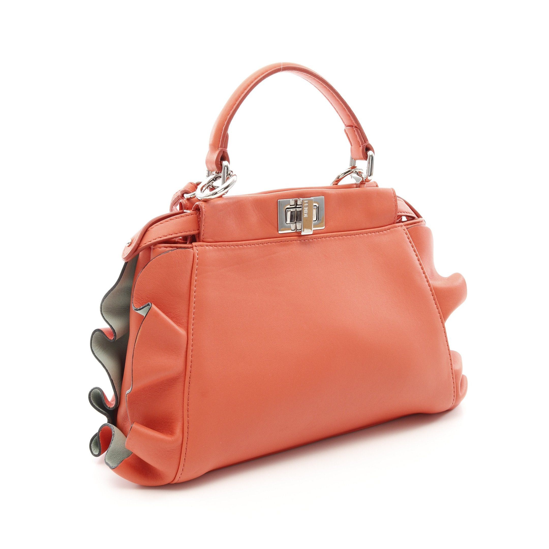 Fendi Fendi Ｍini Peekaboo Handbag Leather Coral Orange Size ONE SIZE - 2 Thumbnail
