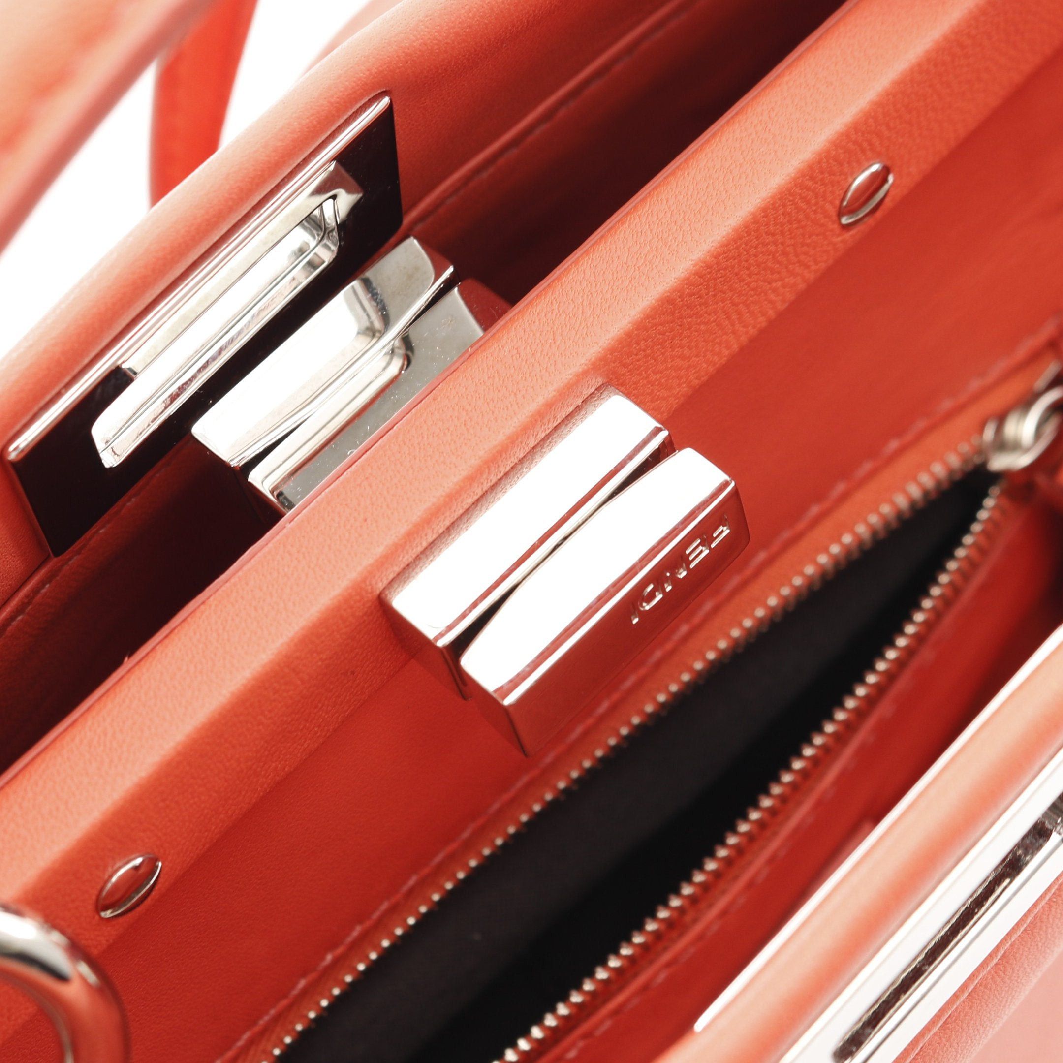 Fendi Fendi Ｍini Peekaboo Handbag Leather Coral Orange Size ONE SIZE - 8 Thumbnail