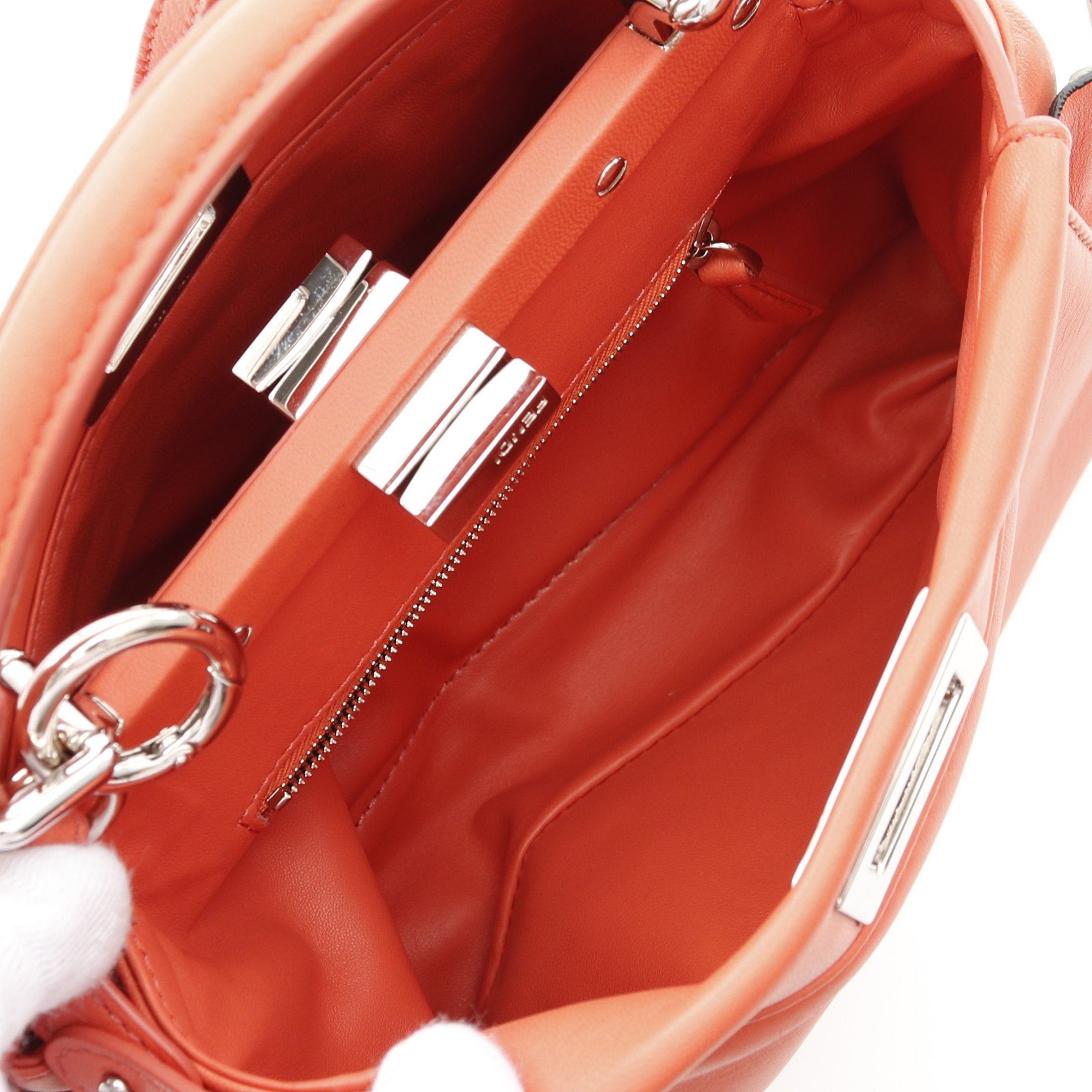 Fendi Fendi Ｍini Peekaboo Handbag Leather Coral Orange Size ONE SIZE - 3 Thumbnail