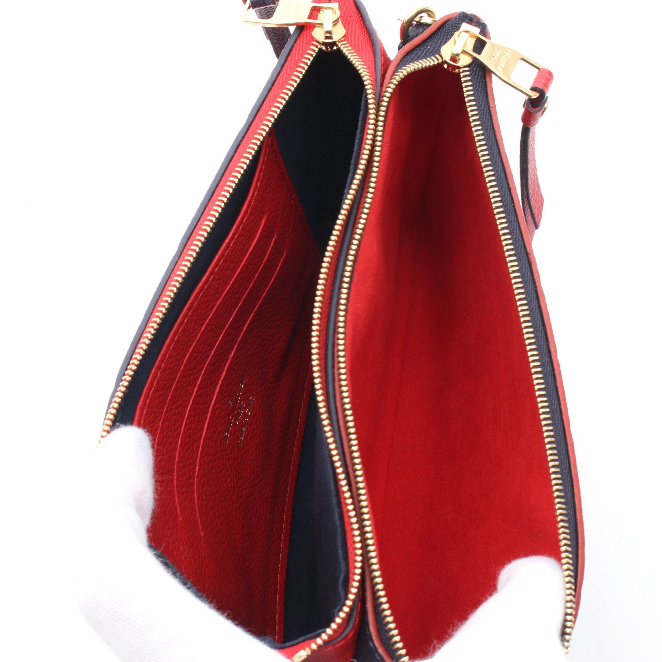 Louis Vuitton Louis Vuitton Pochette Double Zip Monogram Empreinte Marine Rouge Chain Shoulder Bag Leather Navy Red Size ONE SIZE - 3 Thumbnail