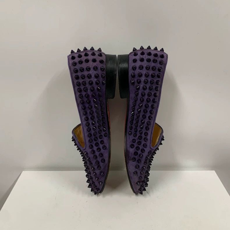 Christian Louboutin Purple Spike Slip-On Shoes