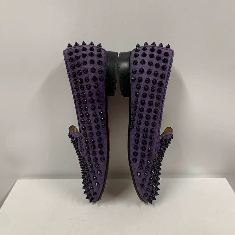 Christian Louboutin Purple Spike Slip-On Shoes