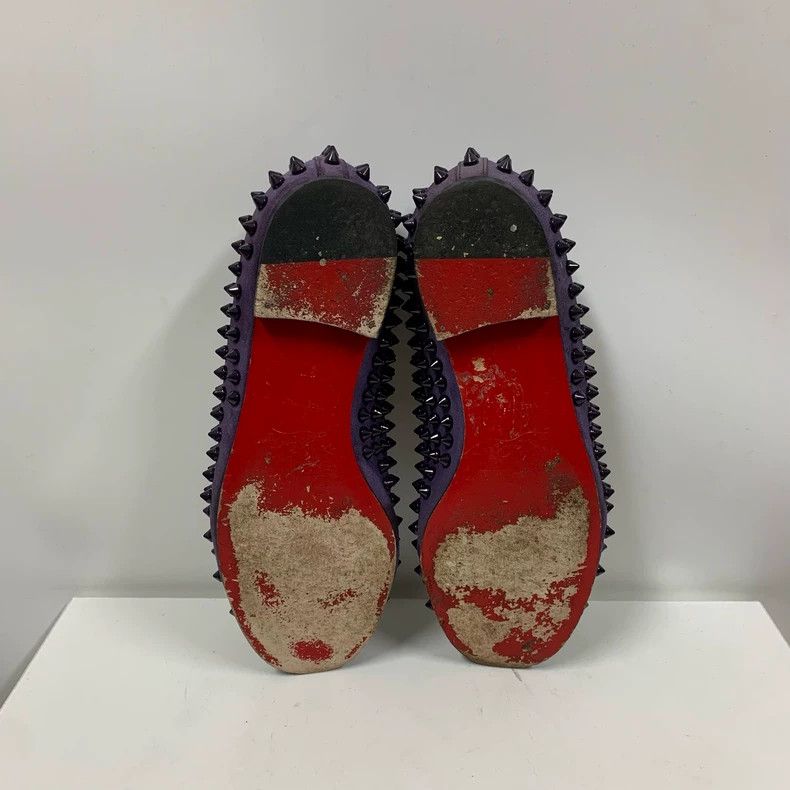 Christian Louboutin Purple Spike Slip-On Shoes