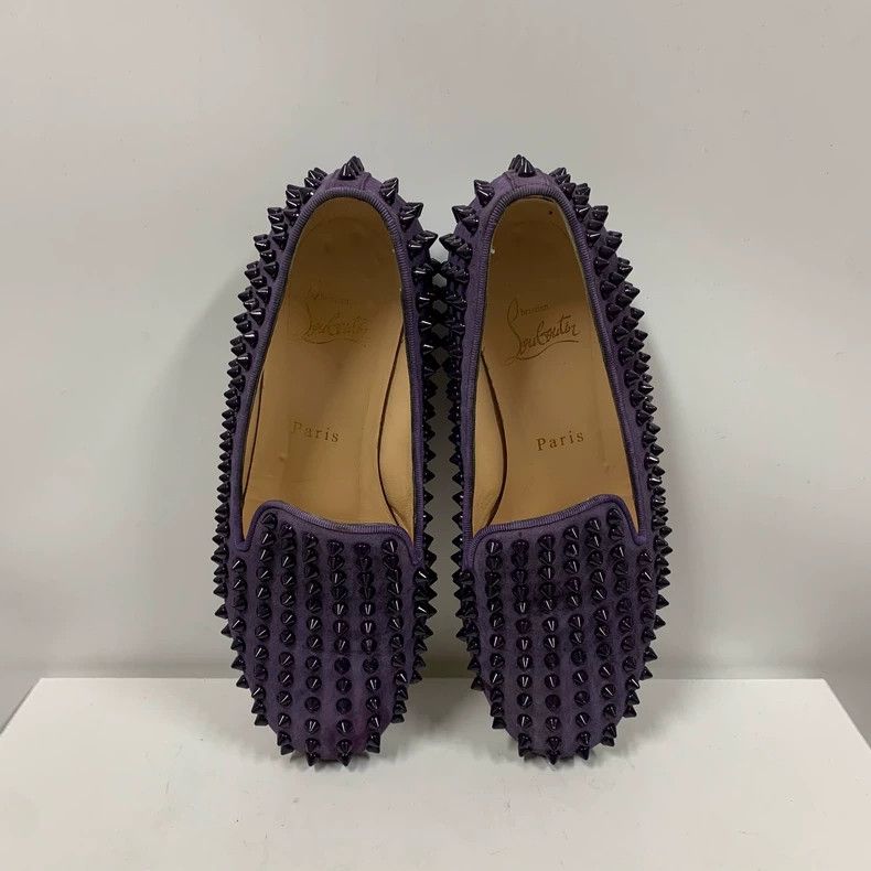 Christian Louboutin Purple Spike Slip-On Shoes