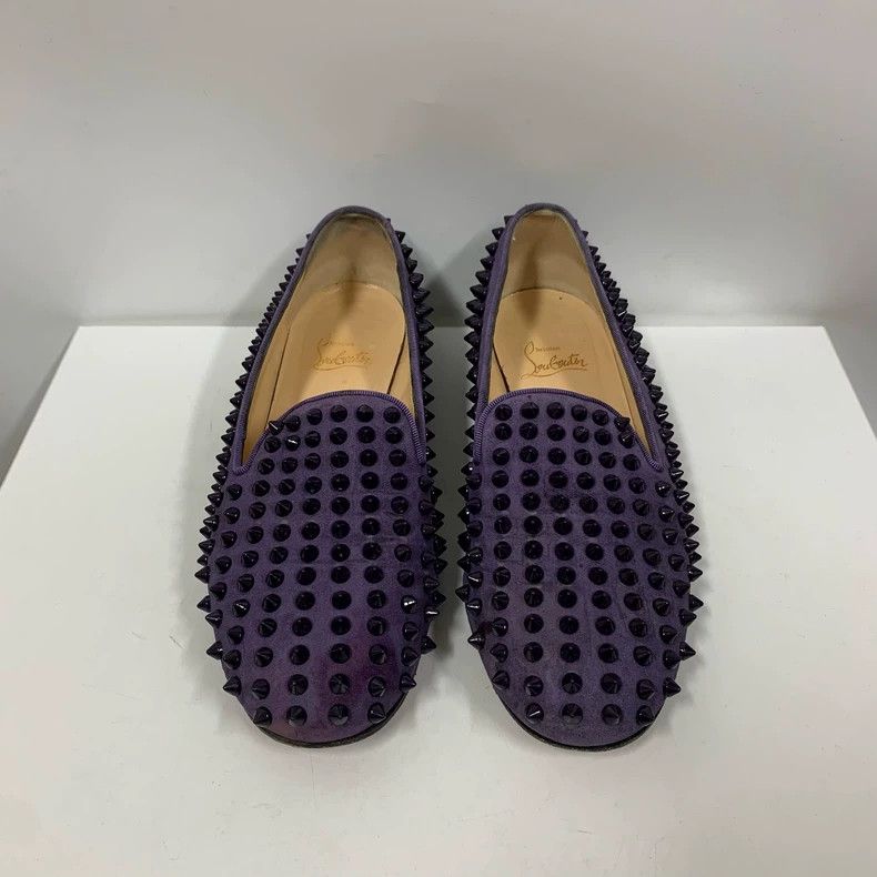 Christian Louboutin Purple Spike Slip-On Shoes