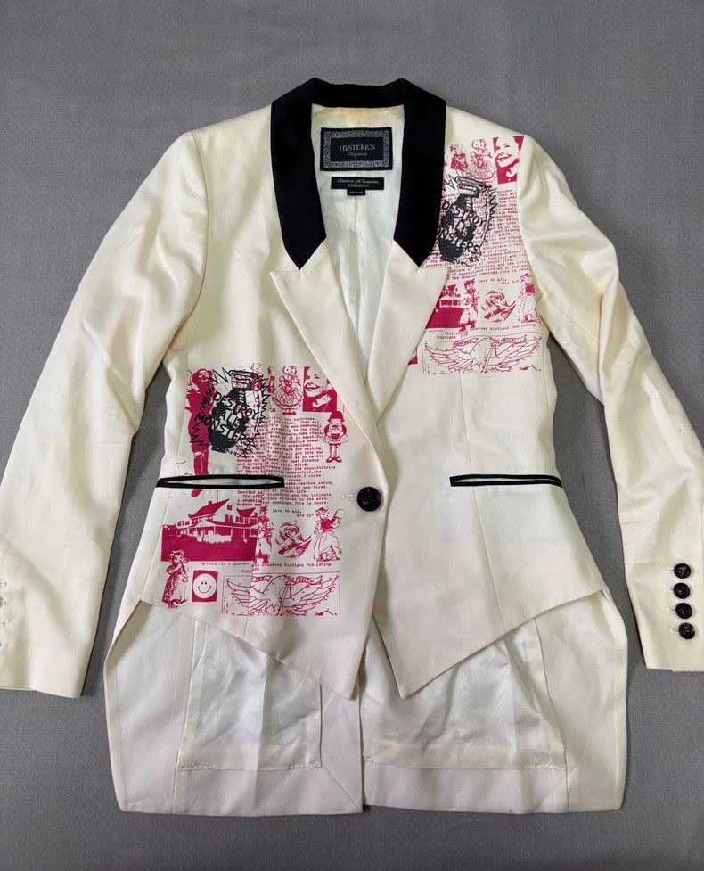 Hysteric Glamour Vintage Graphic Print Blazer with Shoulder Pads Size M / US 6-8 / IT 42-44 - 2 Thumbnail