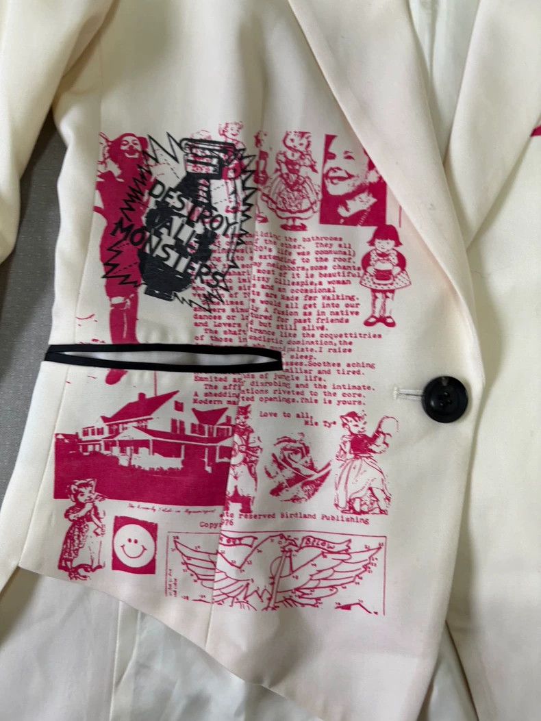Hysteric Glamour Vintage Graphic Print Blazer with Shoulder Pads Size M / US 6-8 / IT 42-44 - 4 Thumbnail