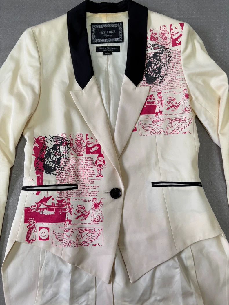 Hysteric Glamour Vintage Graphic Print Blazer with Shoulder Pads Size M / US 6-8 / IT 42-44 - 3 Thumbnail