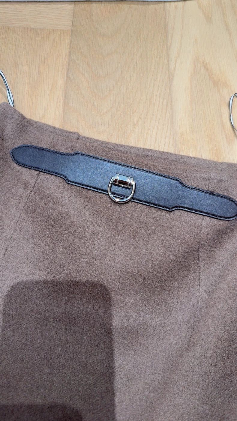 Hermes Elegant Wool Skirt with Fringe Detail Size 22" - 2 Thumbnail